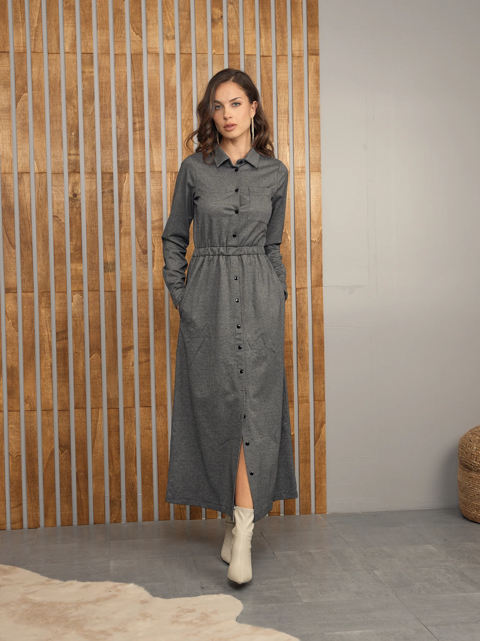 Waisted Buttoned Dress - Image 4