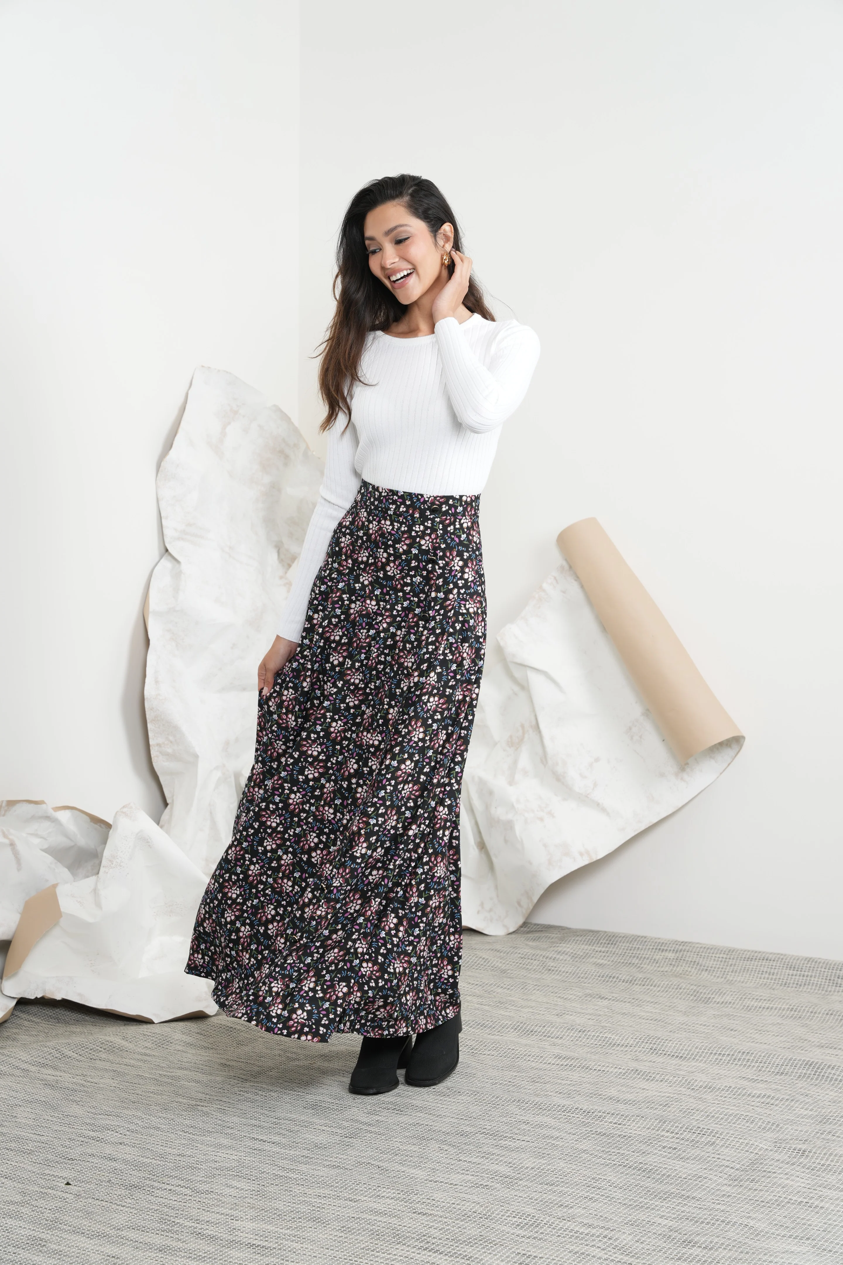 Print Pleated Buttons Skirt - Image 20