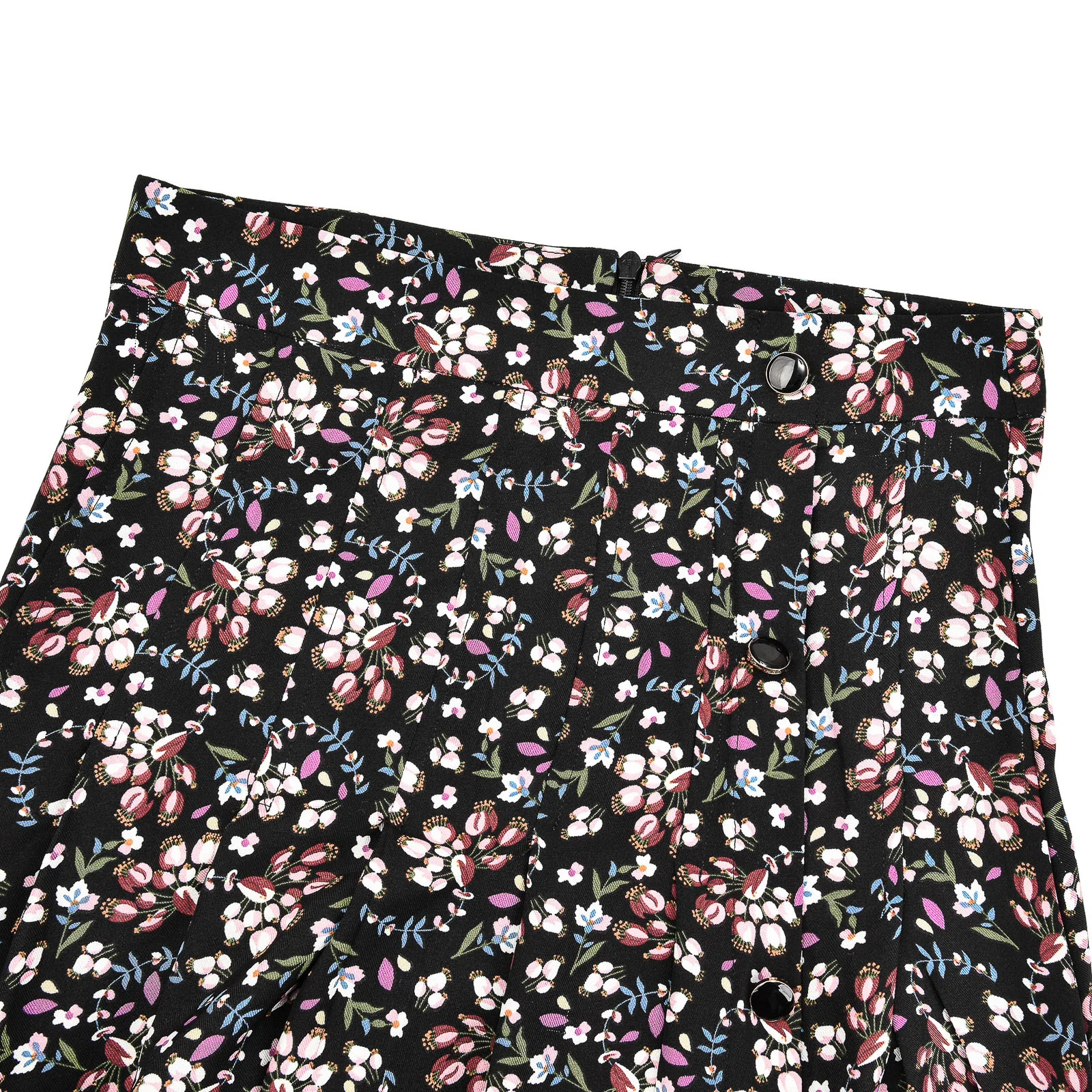Print Pleated Buttons Skirt - Image 31