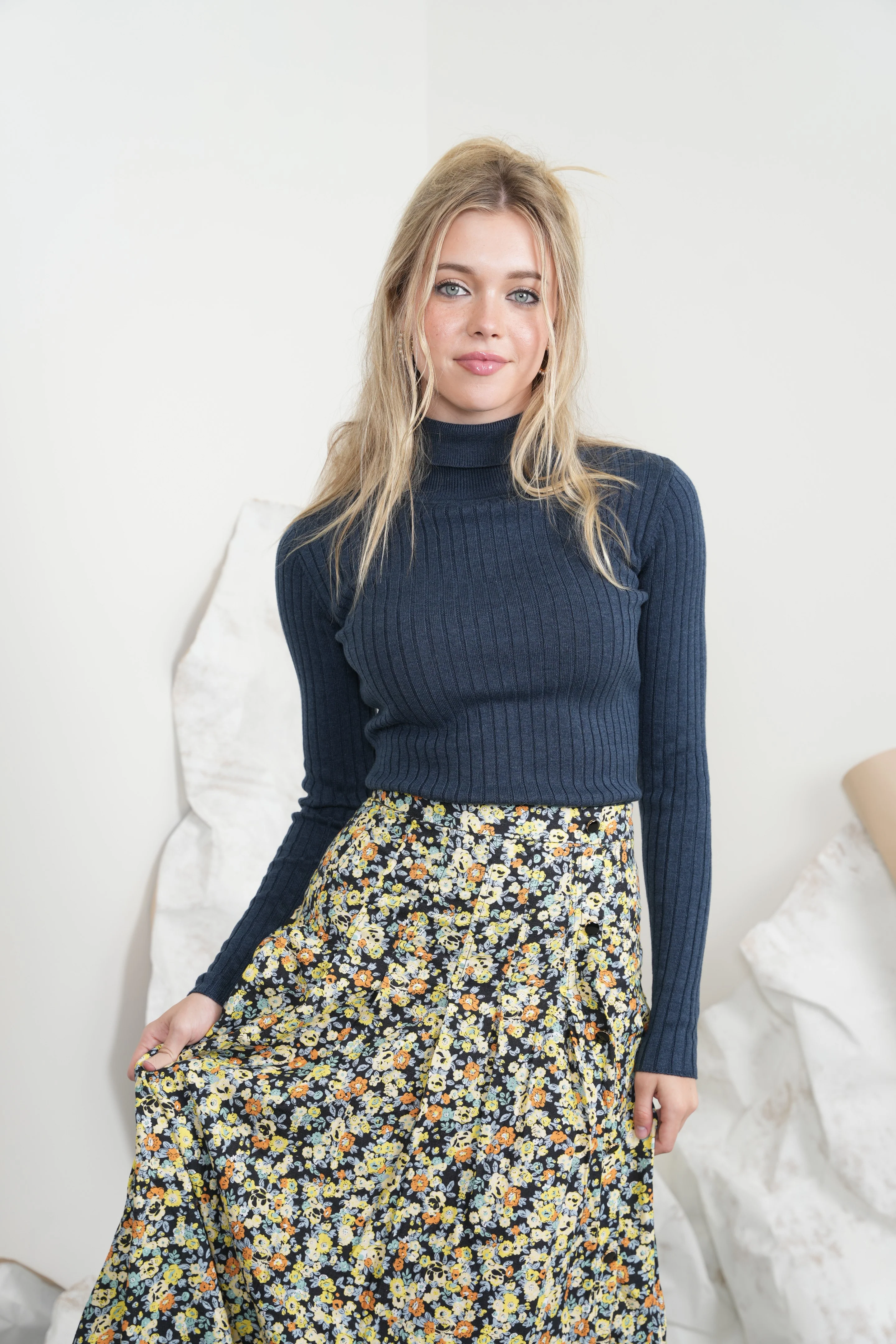 Print Pleated Buttons Skirt - Image 6