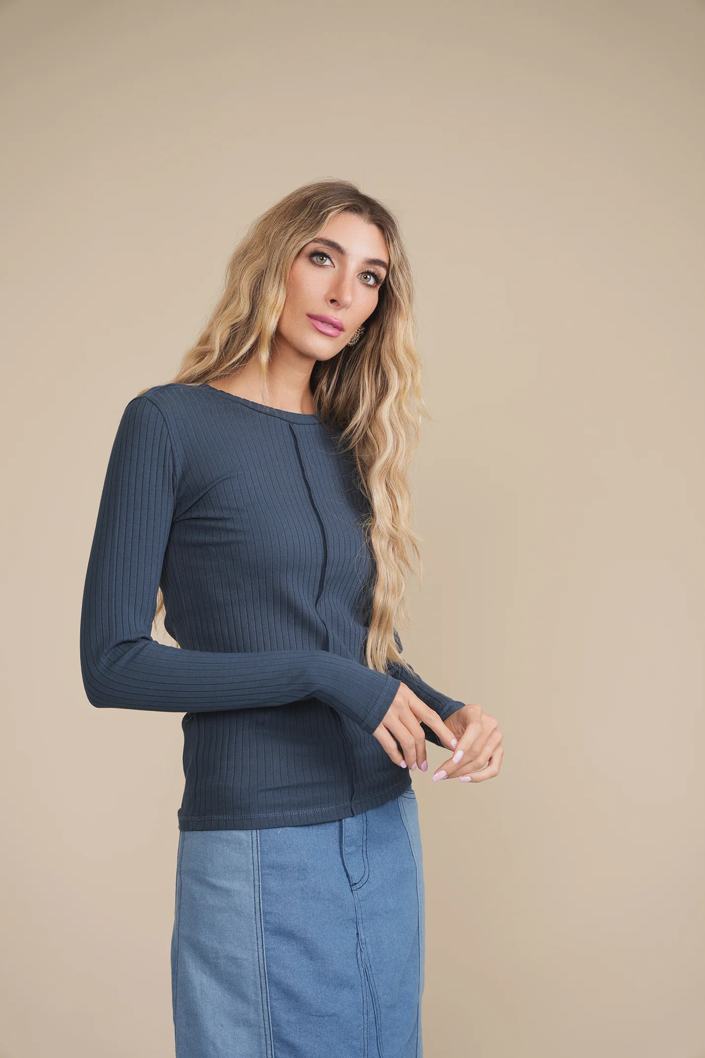 Wide Rib Long Sleeve Tee - Image 2