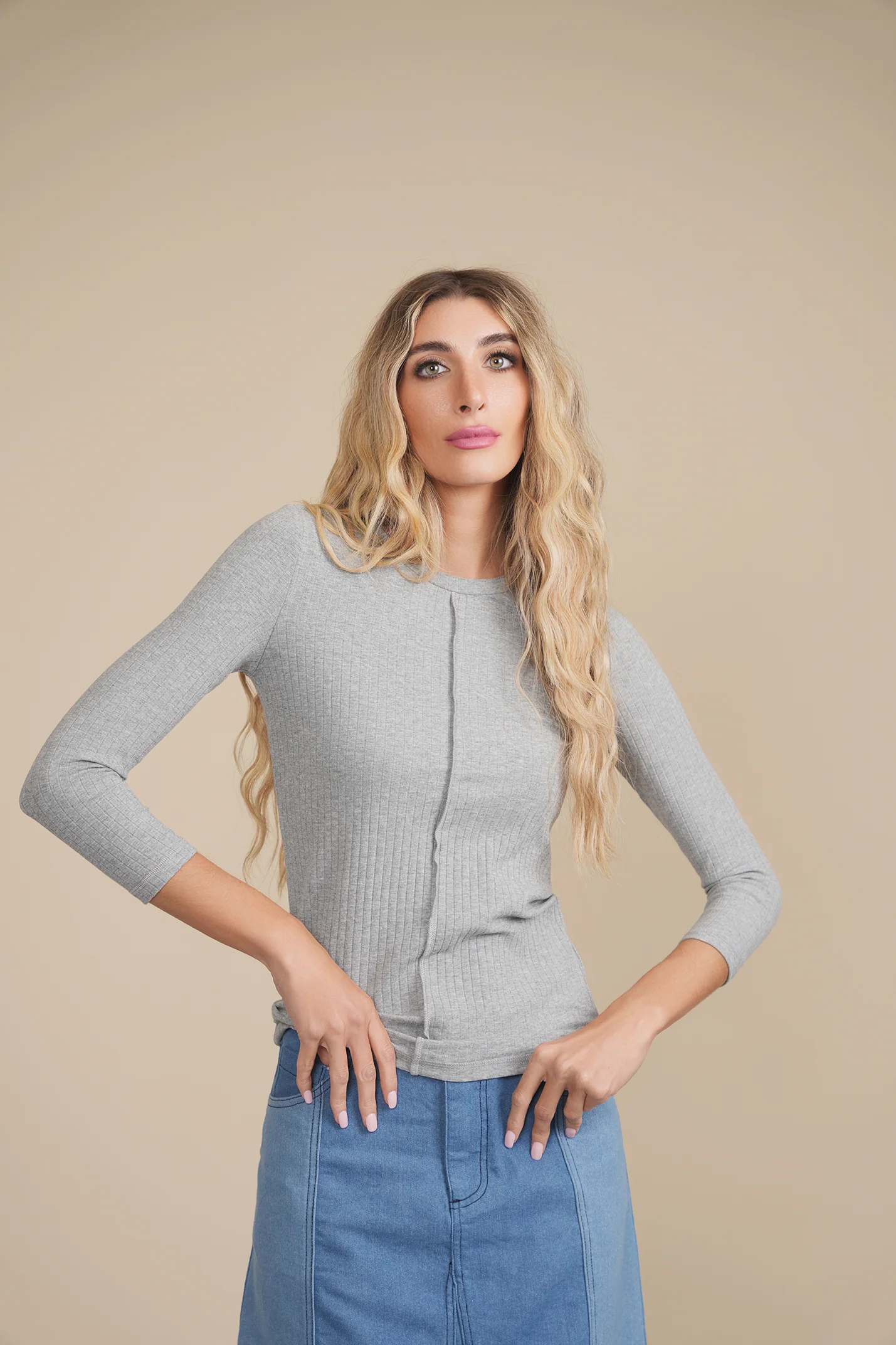Wide Rib 3/4 Sleeve Tee - Image 10