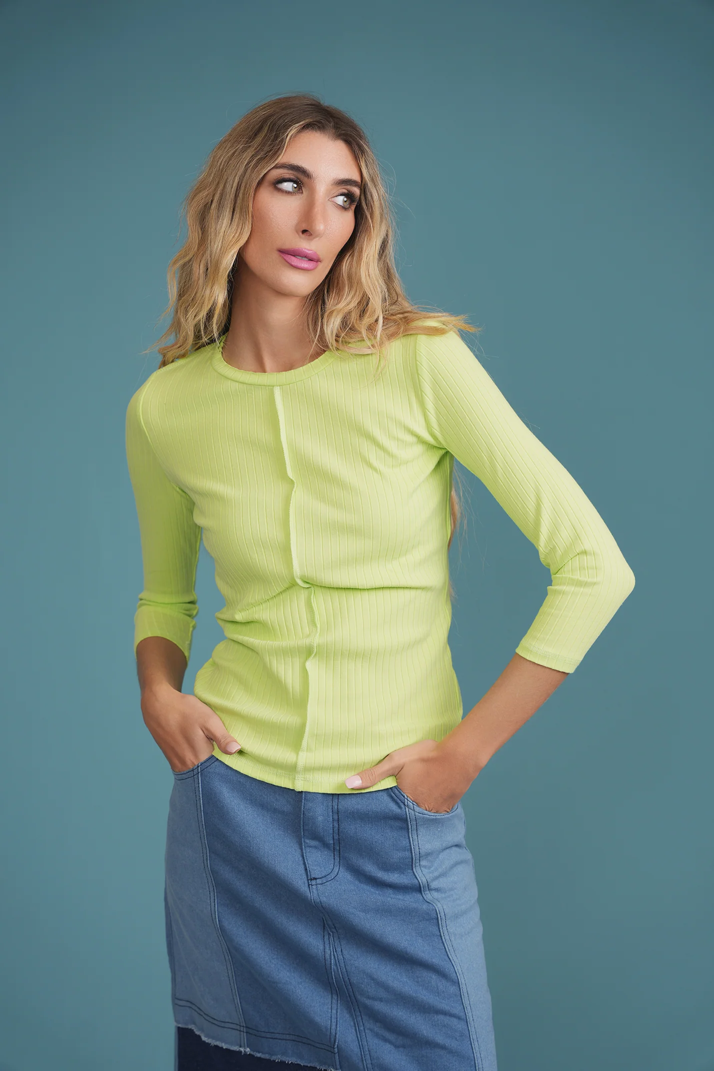 Wide Rib 3/4 Sleeve Tee - Image 6