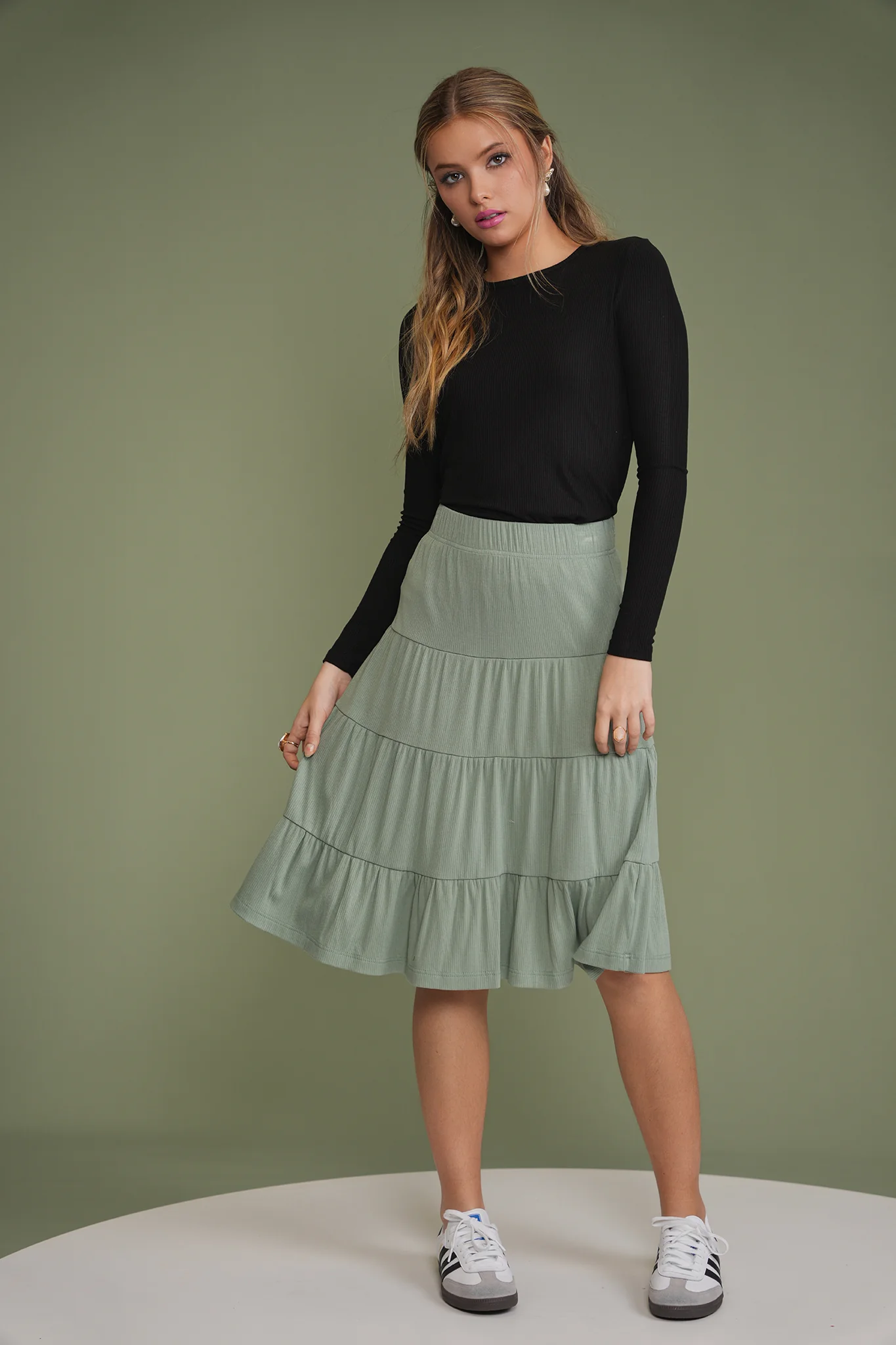 Soft Rib Tiered Skirt - Image 11
