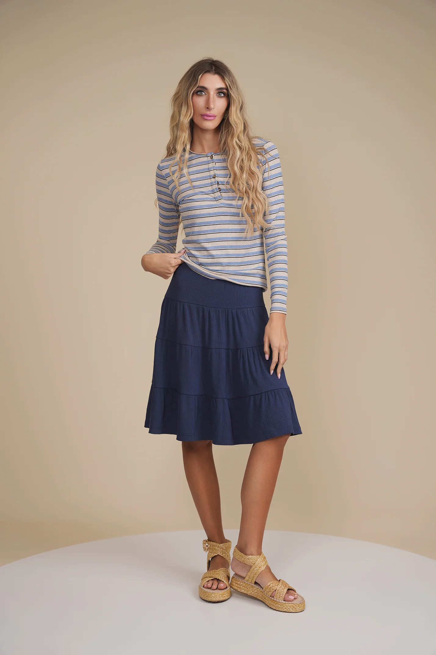 Soft Rib Tiered Skirt - Image 16