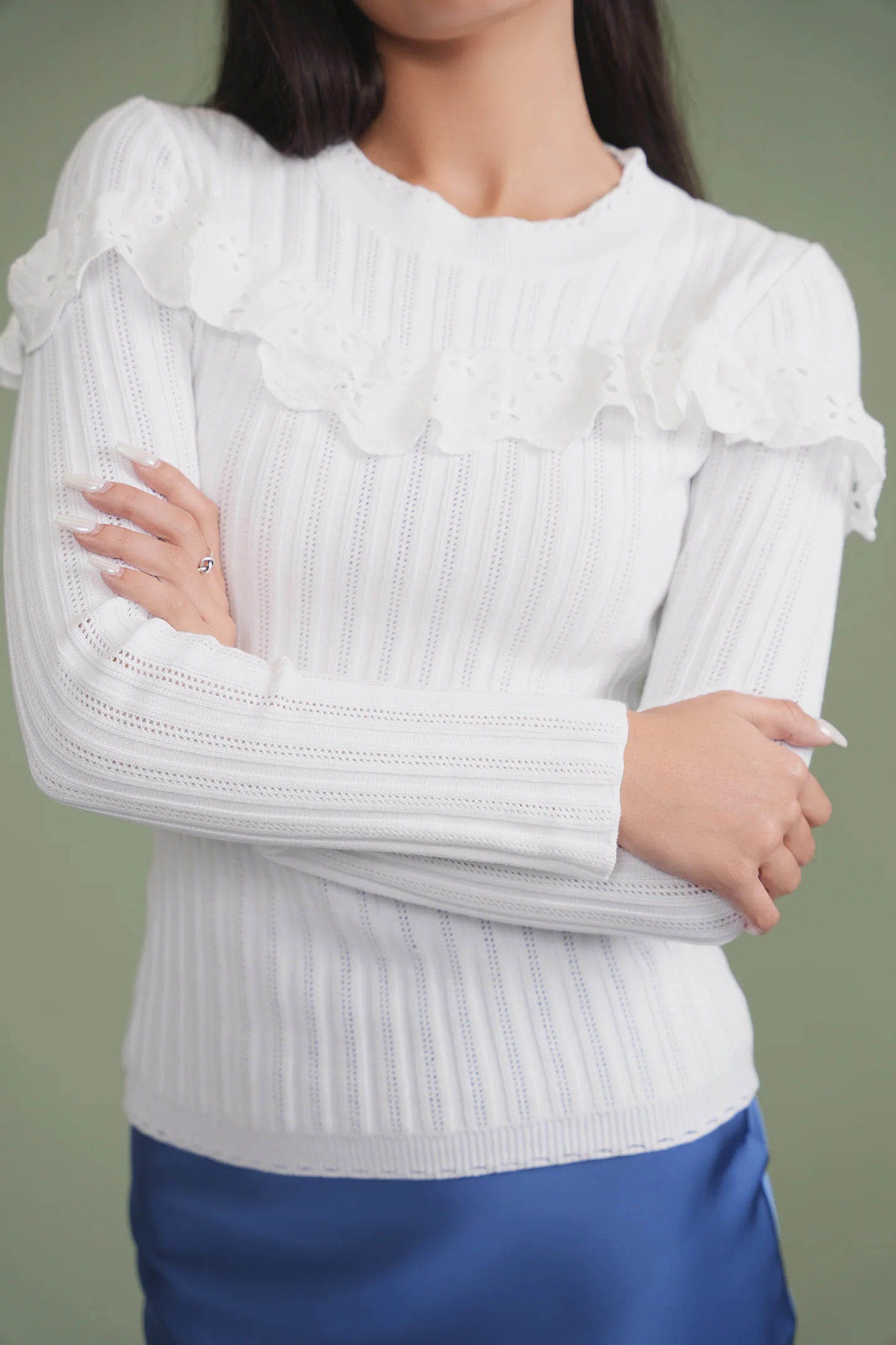 Crochet & Eyelet Knit Top - Image 4