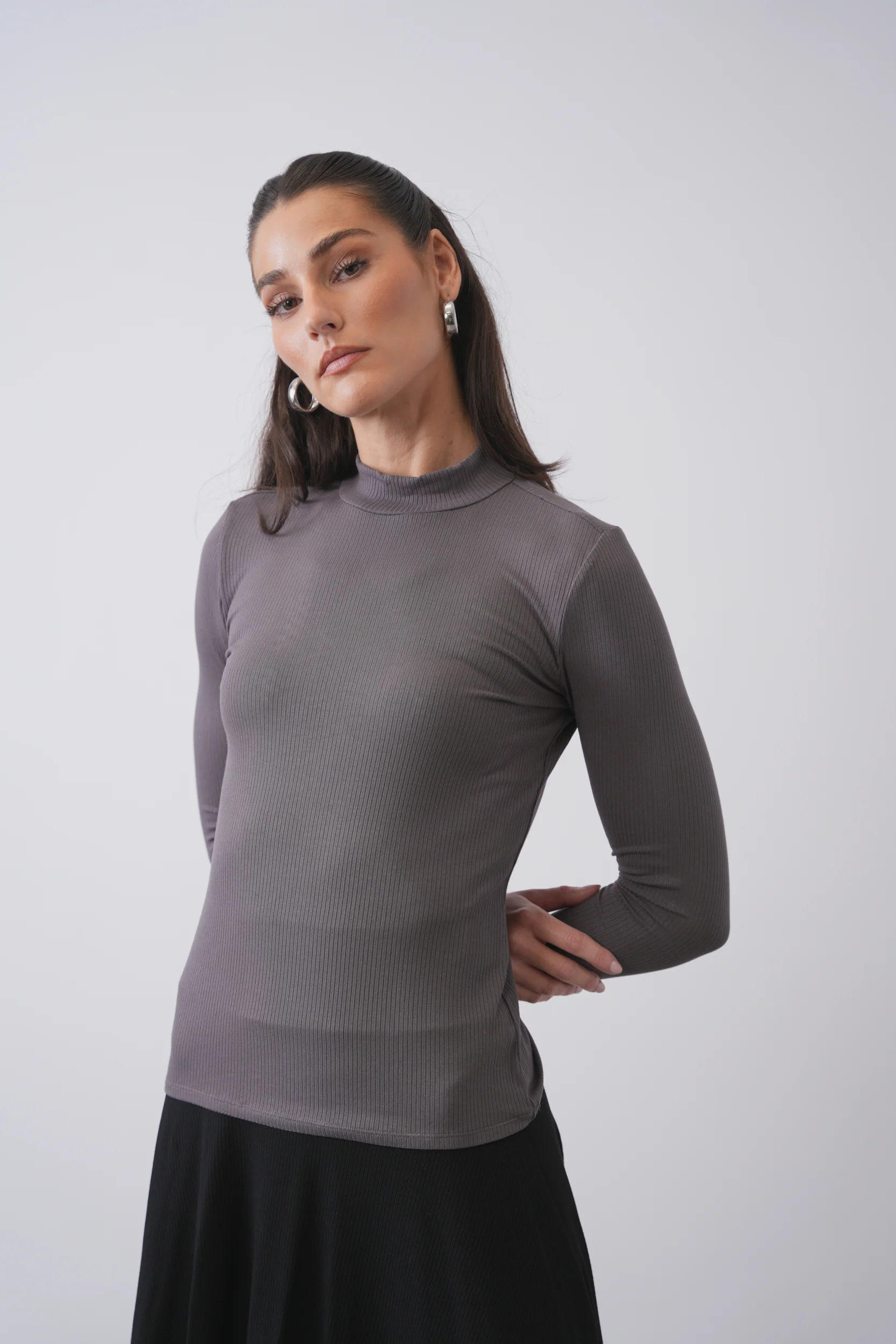 Soft Rib Mock Neck Tee - Image 6