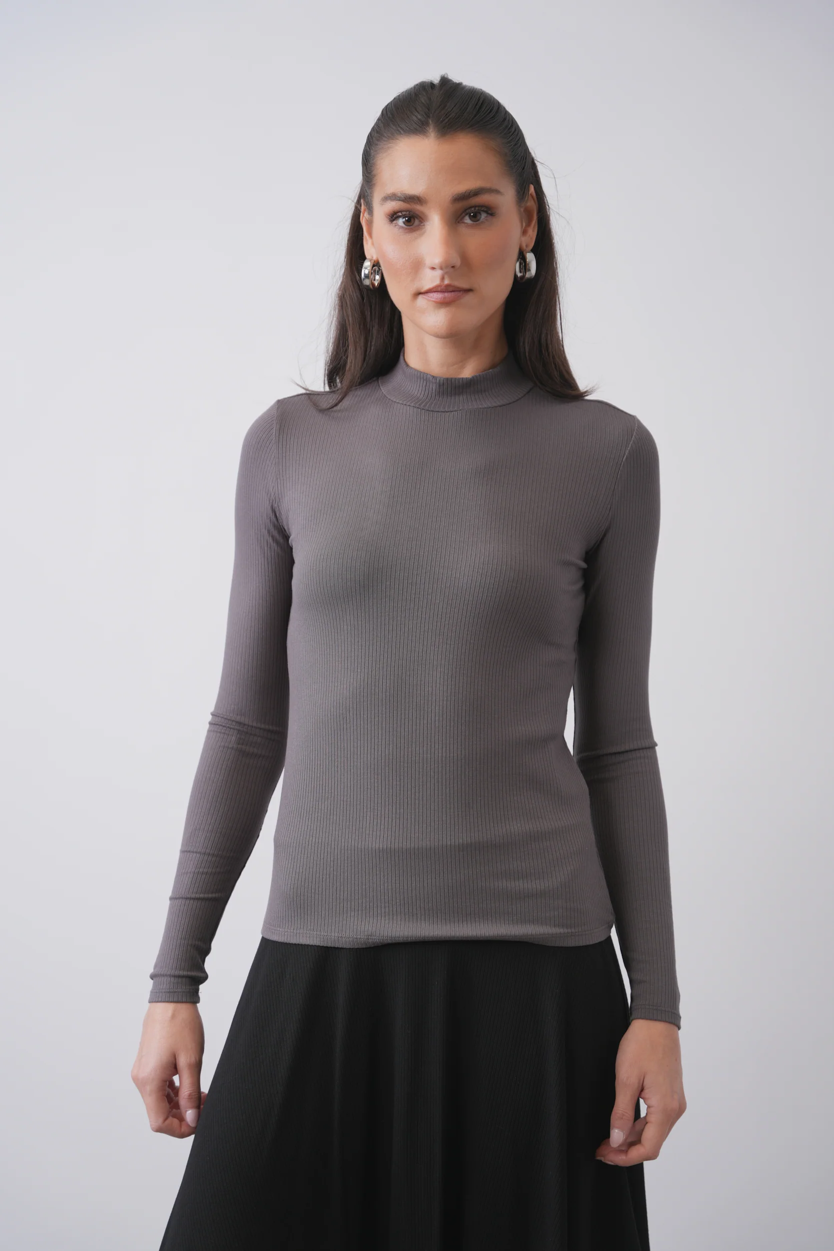Soft Rib Mock Neck Tee - Image 7