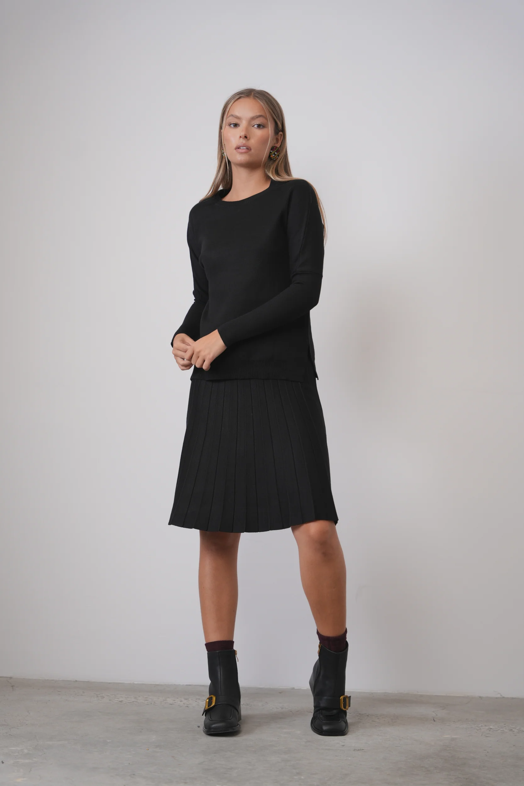 Knit Pleated Skirt 23" - Image 4