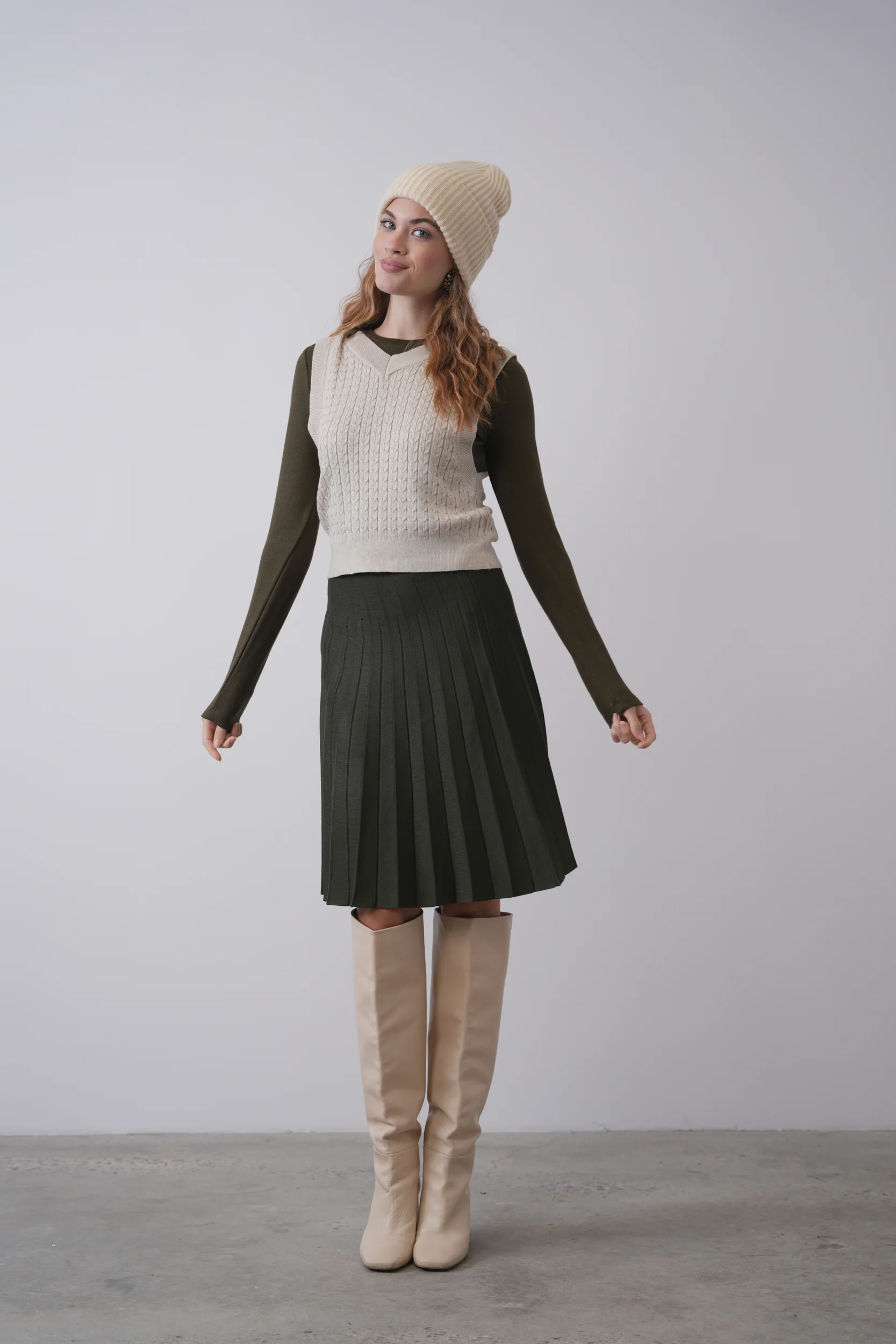 Knit Pleated Skirt 23" - Image 7