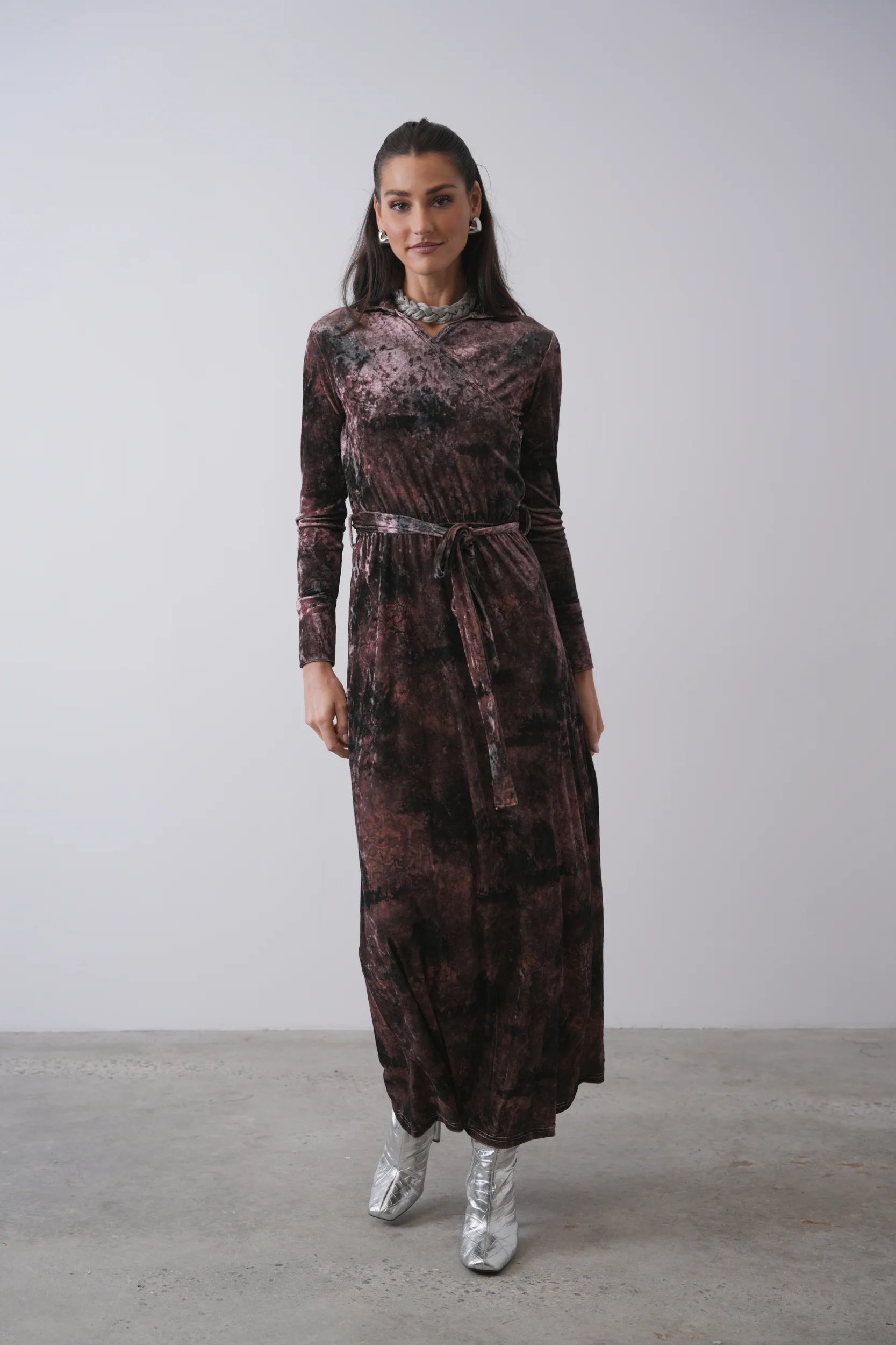 Wrap Maxi Velour Dress - Image 11