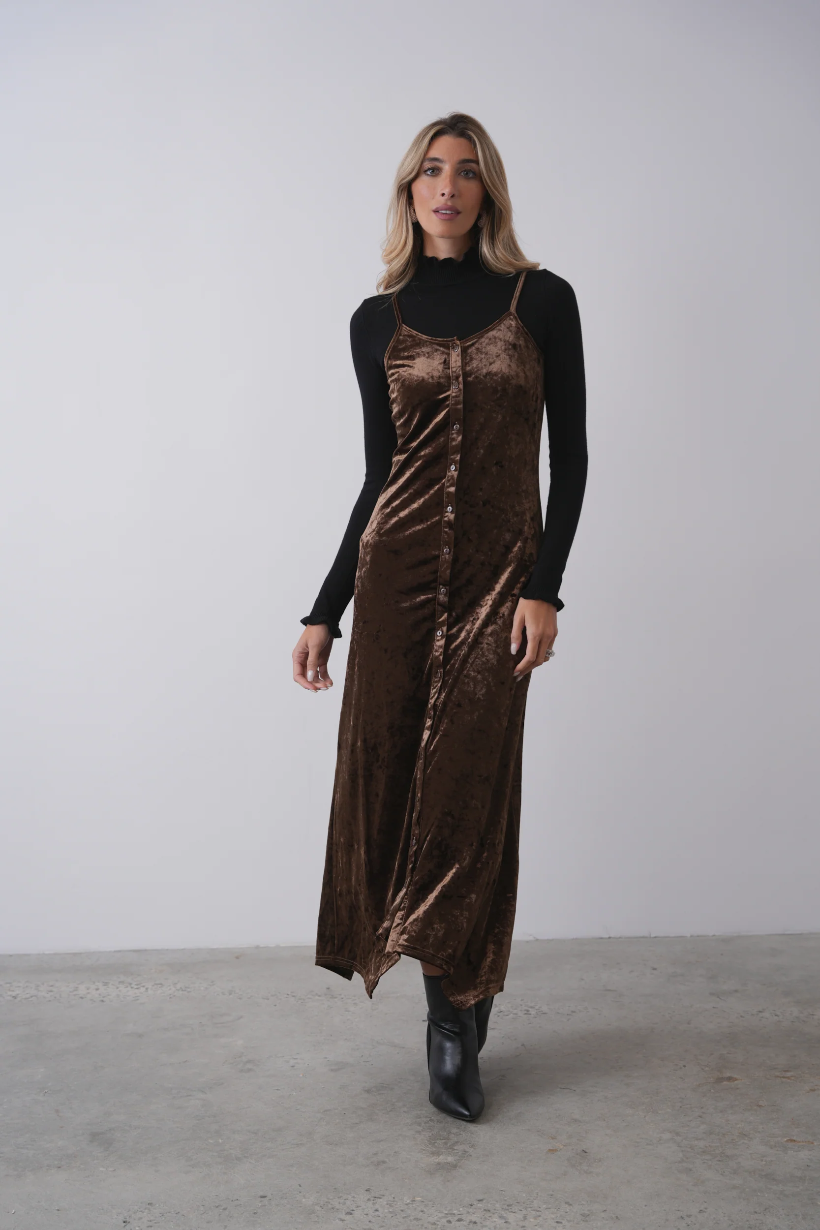 Crushed Velvet Slip Dress - Image 3