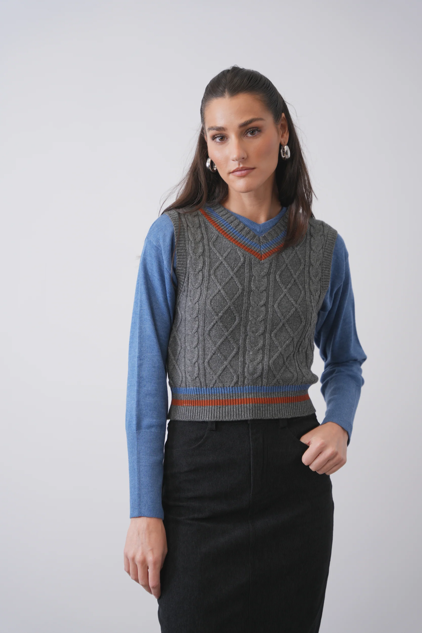 The Jackie Varsity V Neck Vest - Image 6