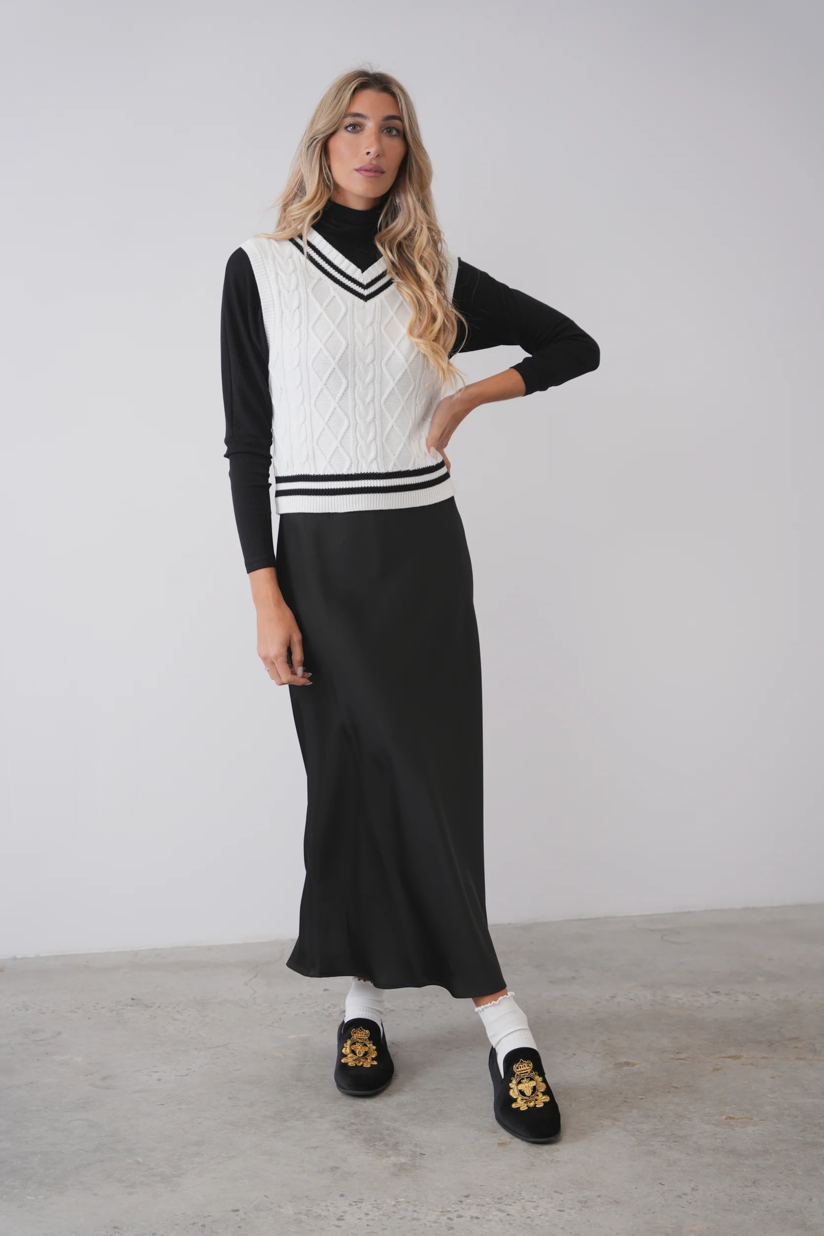 The Jackie Varsity V Neck Vest - Image 8