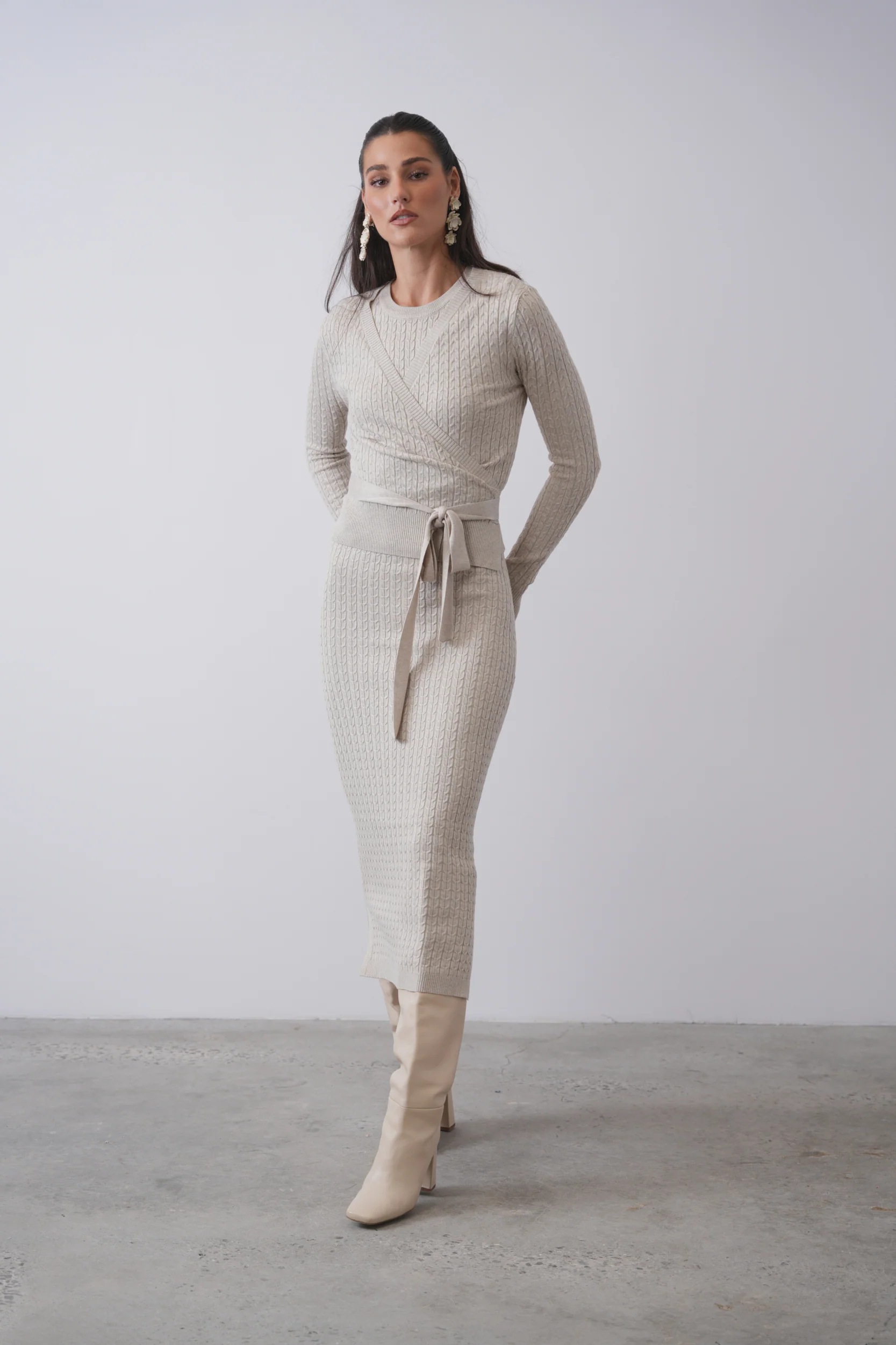 Cable Knit Wrap Sweater - Image 4
