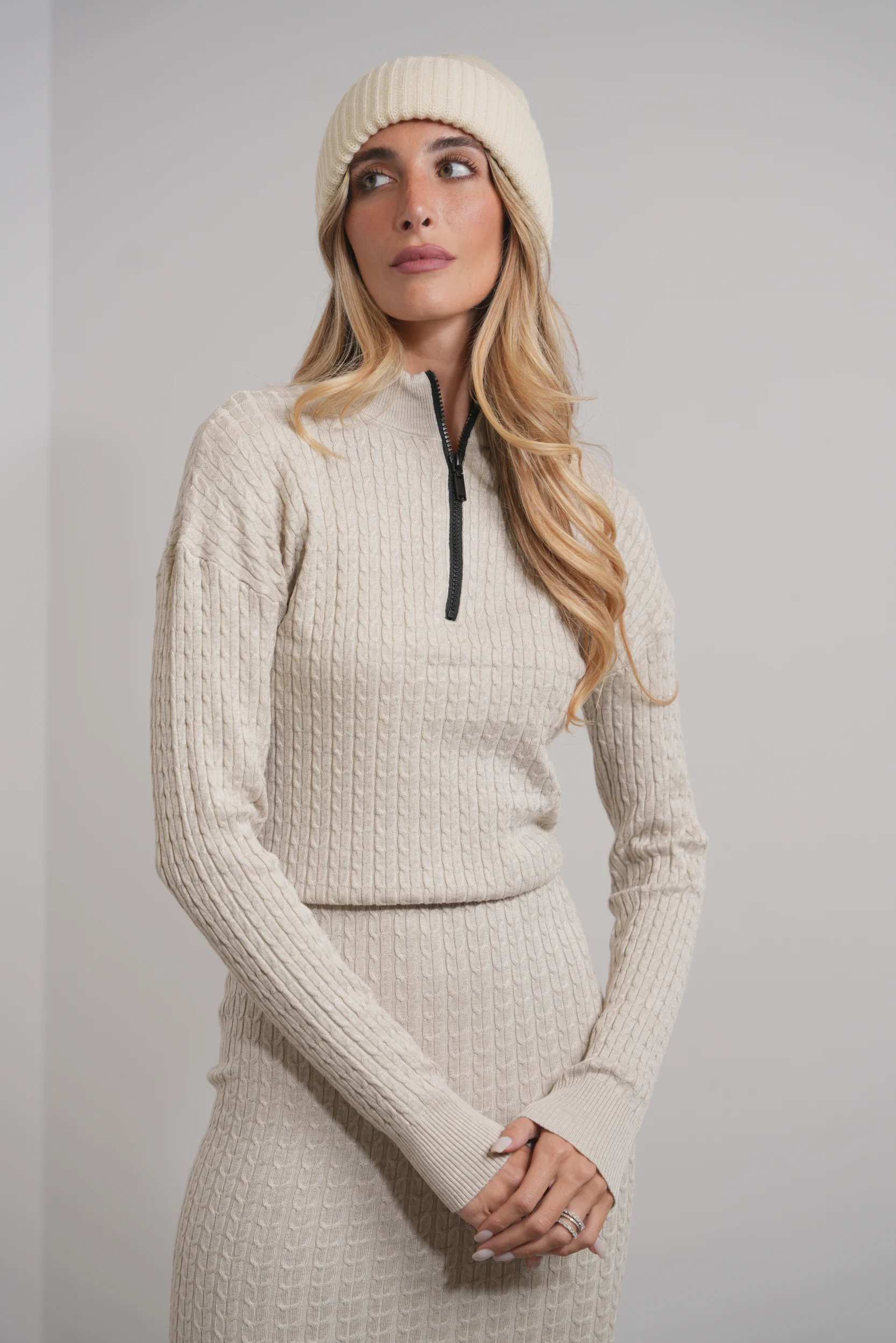 Cable Knit Half Zip Sweater - Image 3