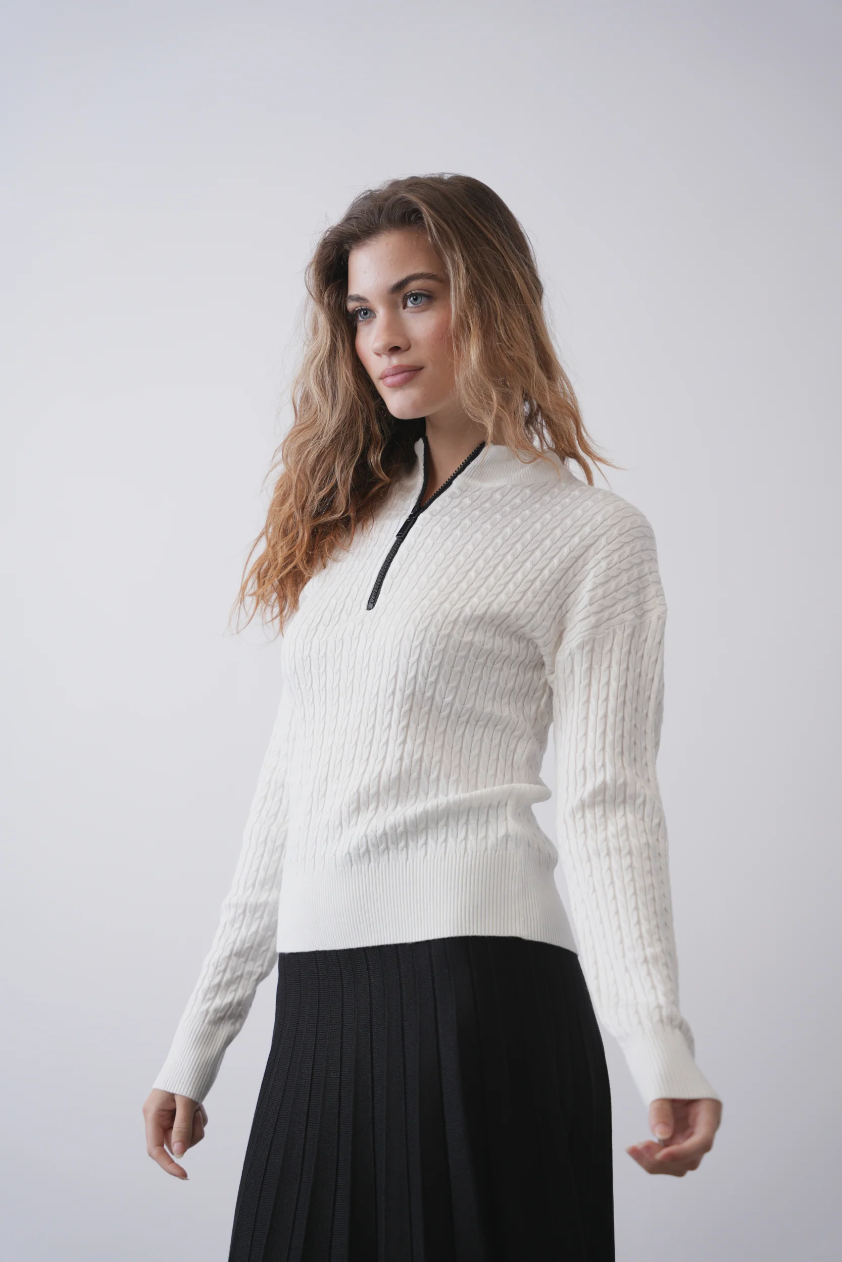 Cable Knit Half Zip Sweater - Image 4