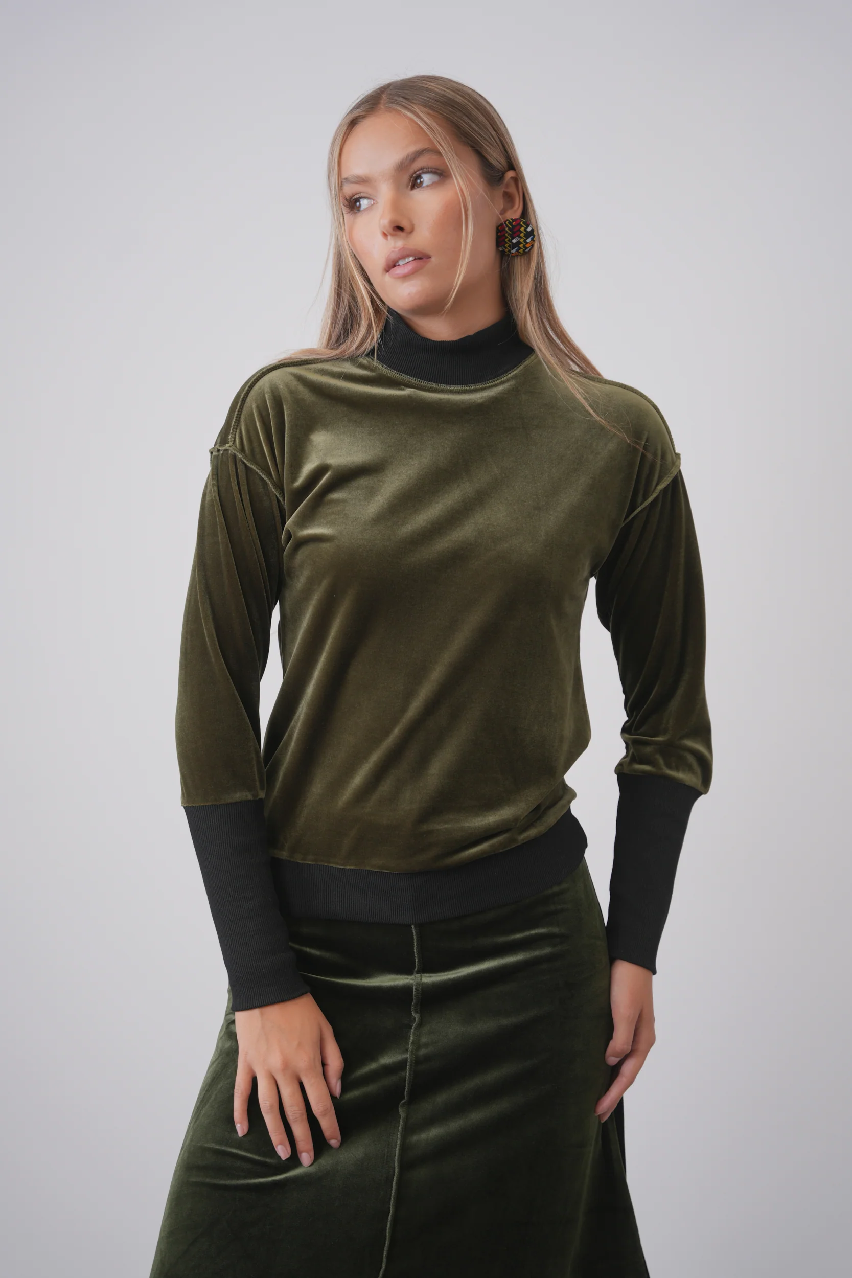 velour Mock Neck Top - Image 2