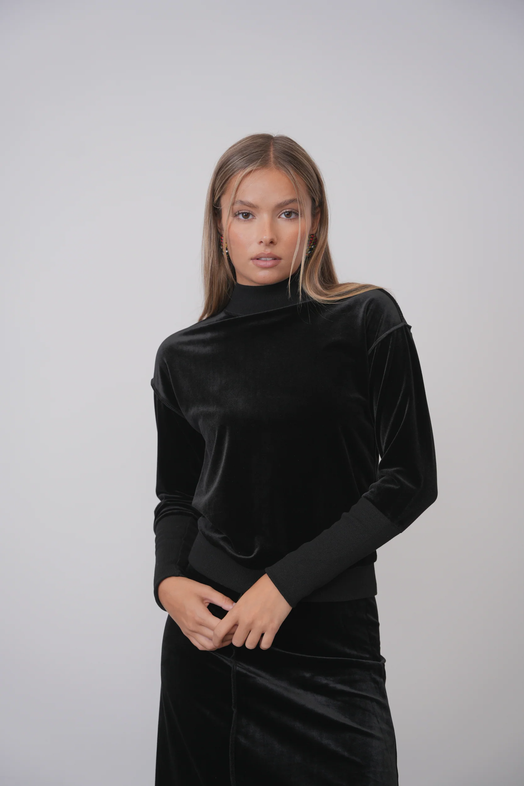 velour Mock Neck Top - Image 3