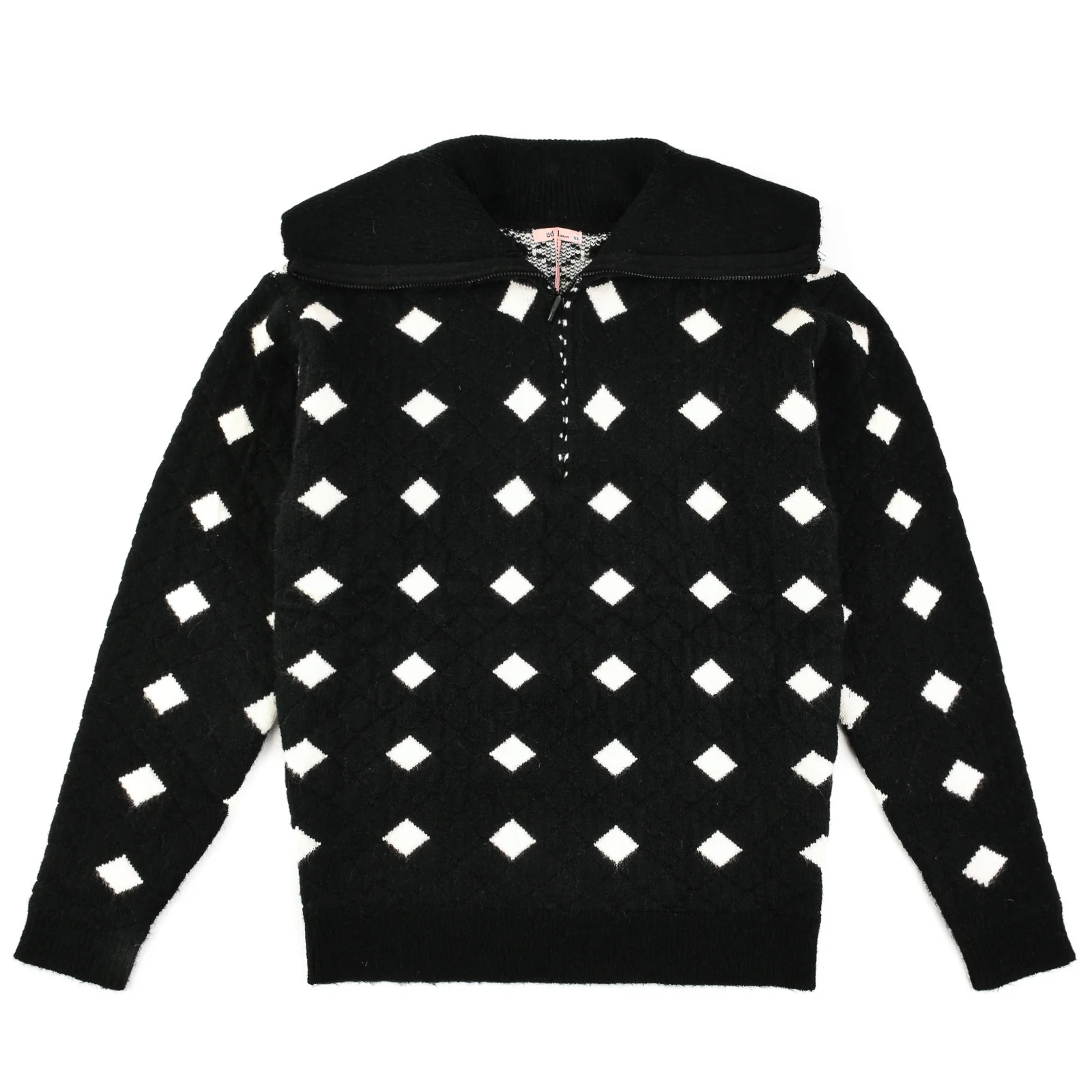 Print Half Knit Zip Top - Image 8