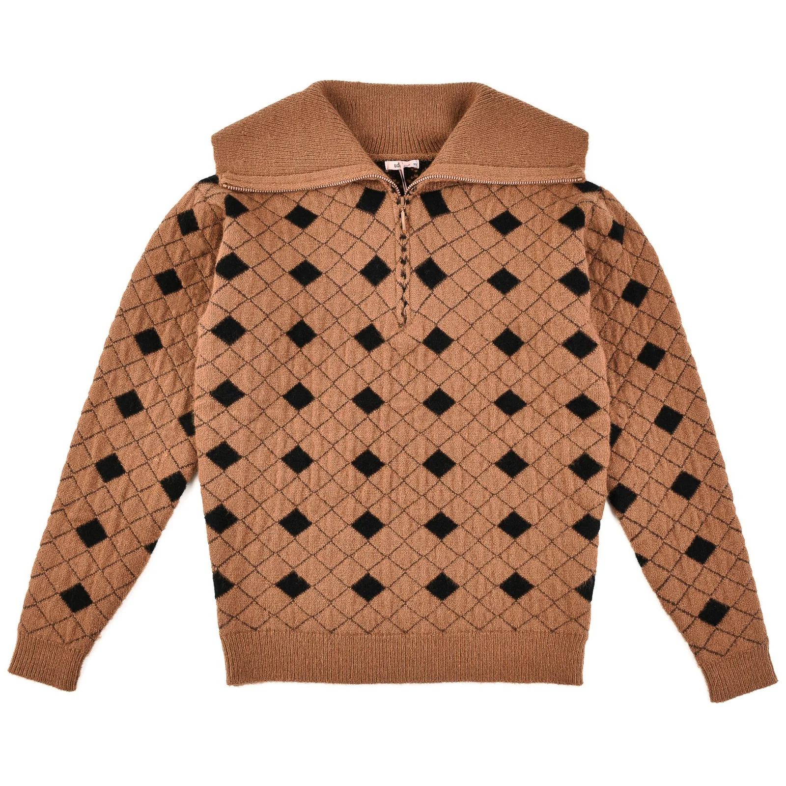Print Half Knit Zip Top - Image 9