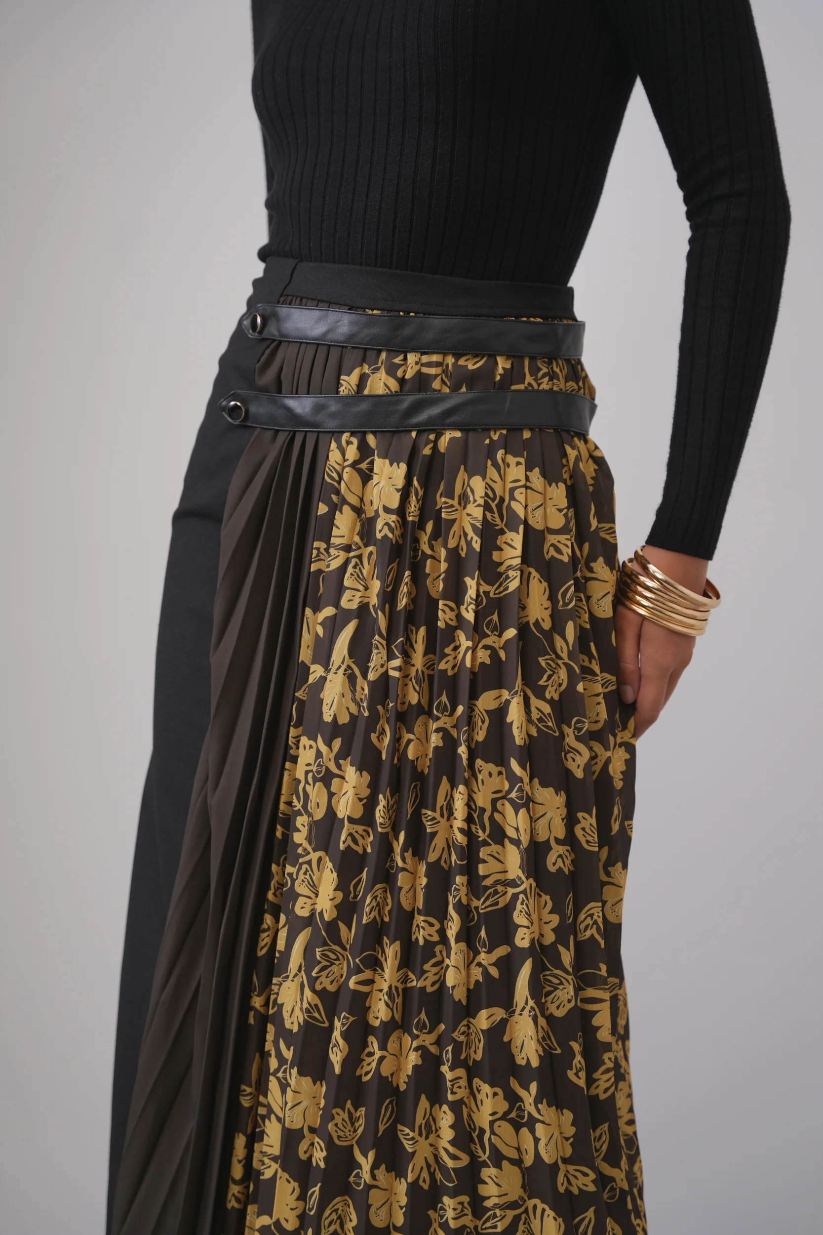 Half Pleated Combo Skirt - Image 4