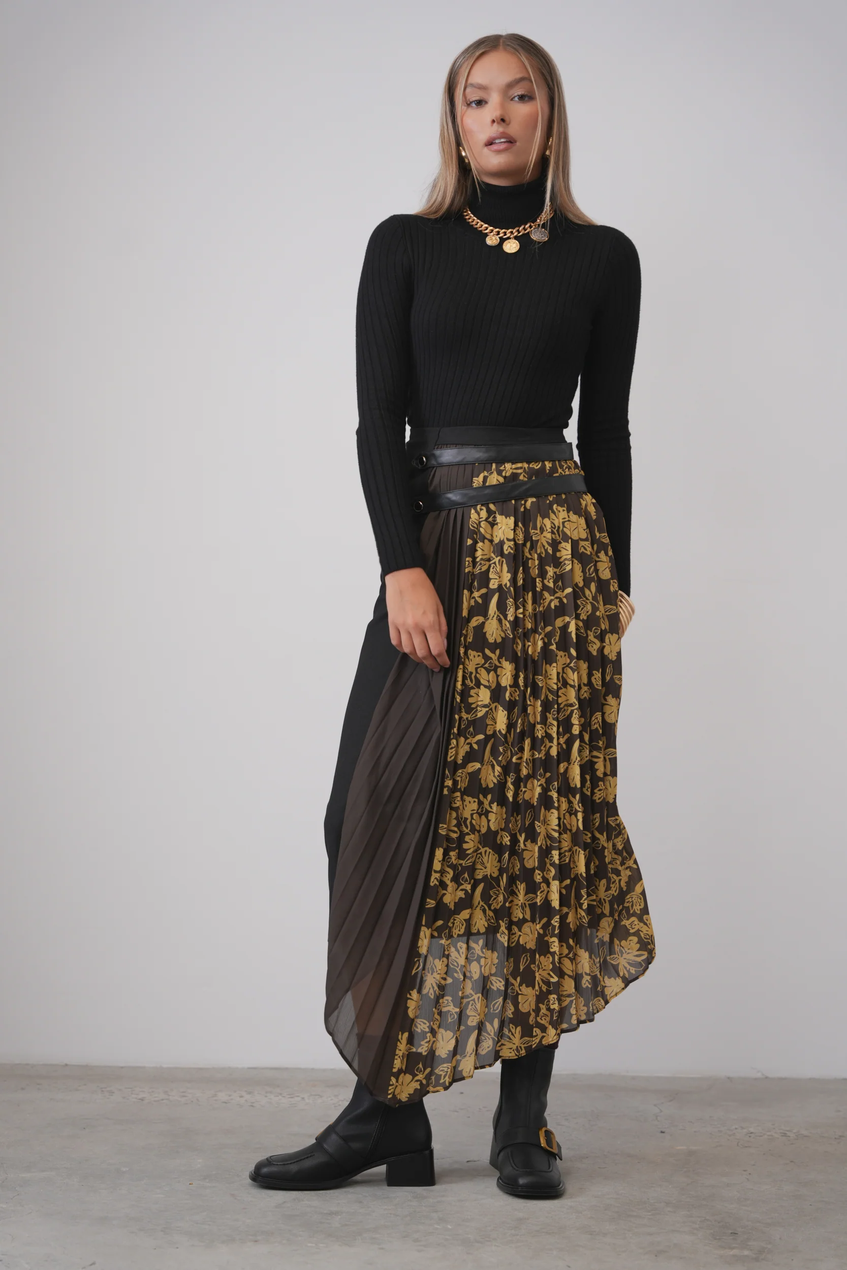 Half Pleated Combo Skirt - Image 5