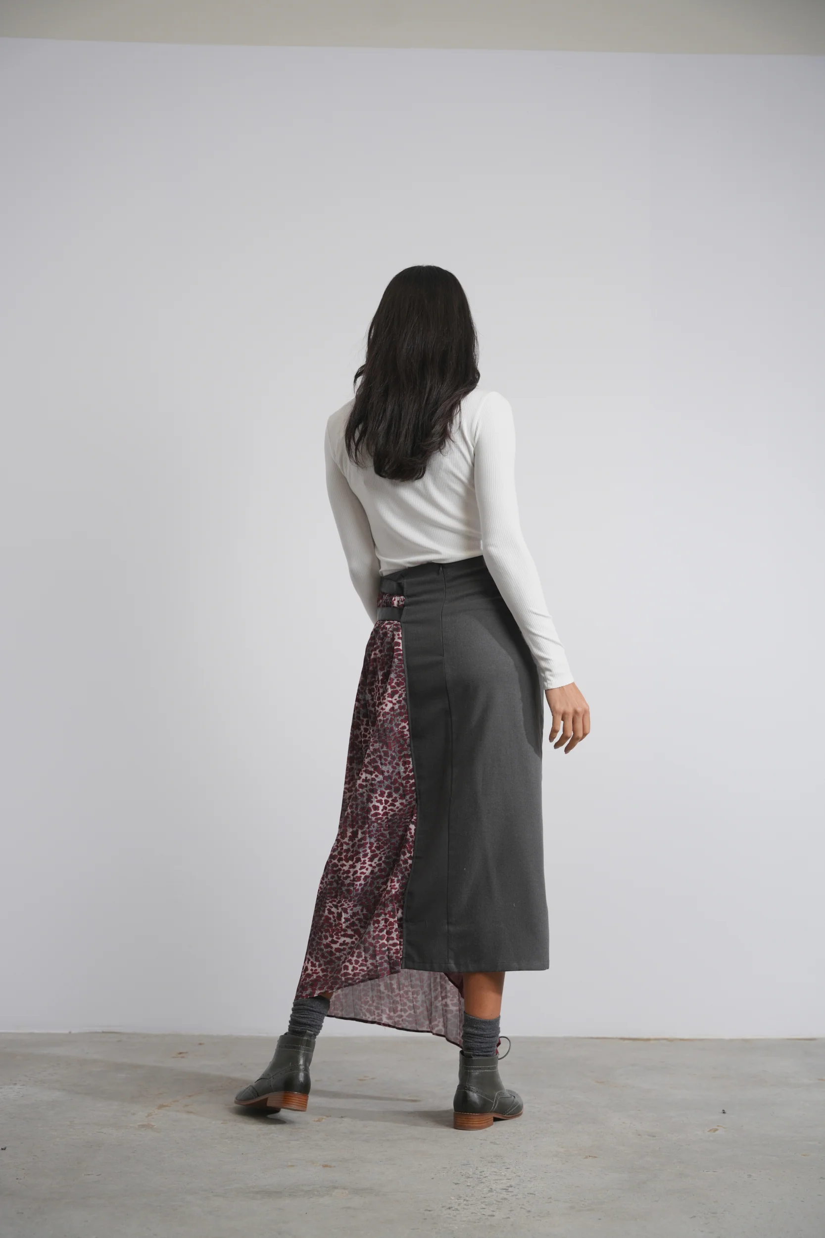 Half Pleated Combo Skirt - Image 7