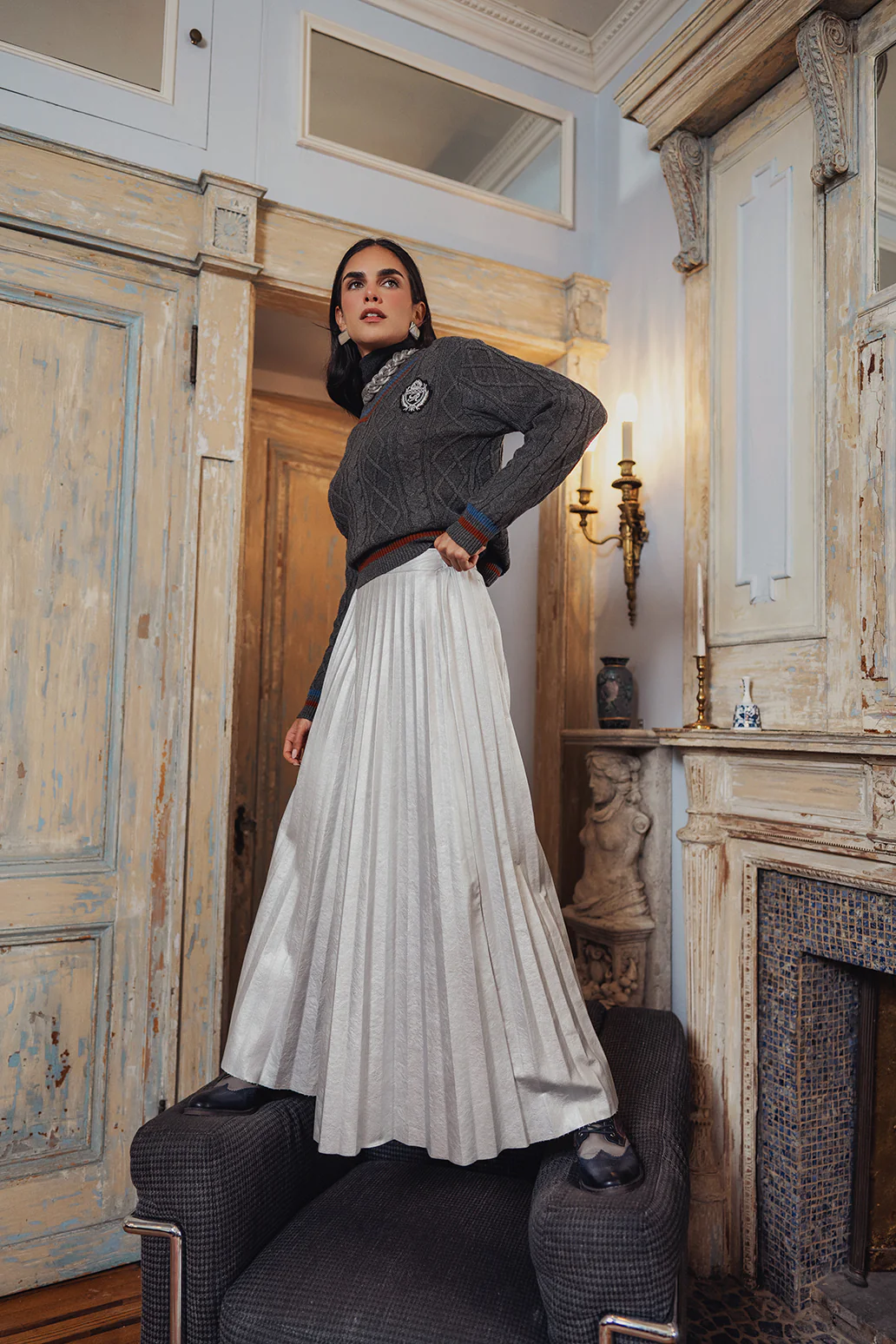 Maxi Leather Pleated Skirt