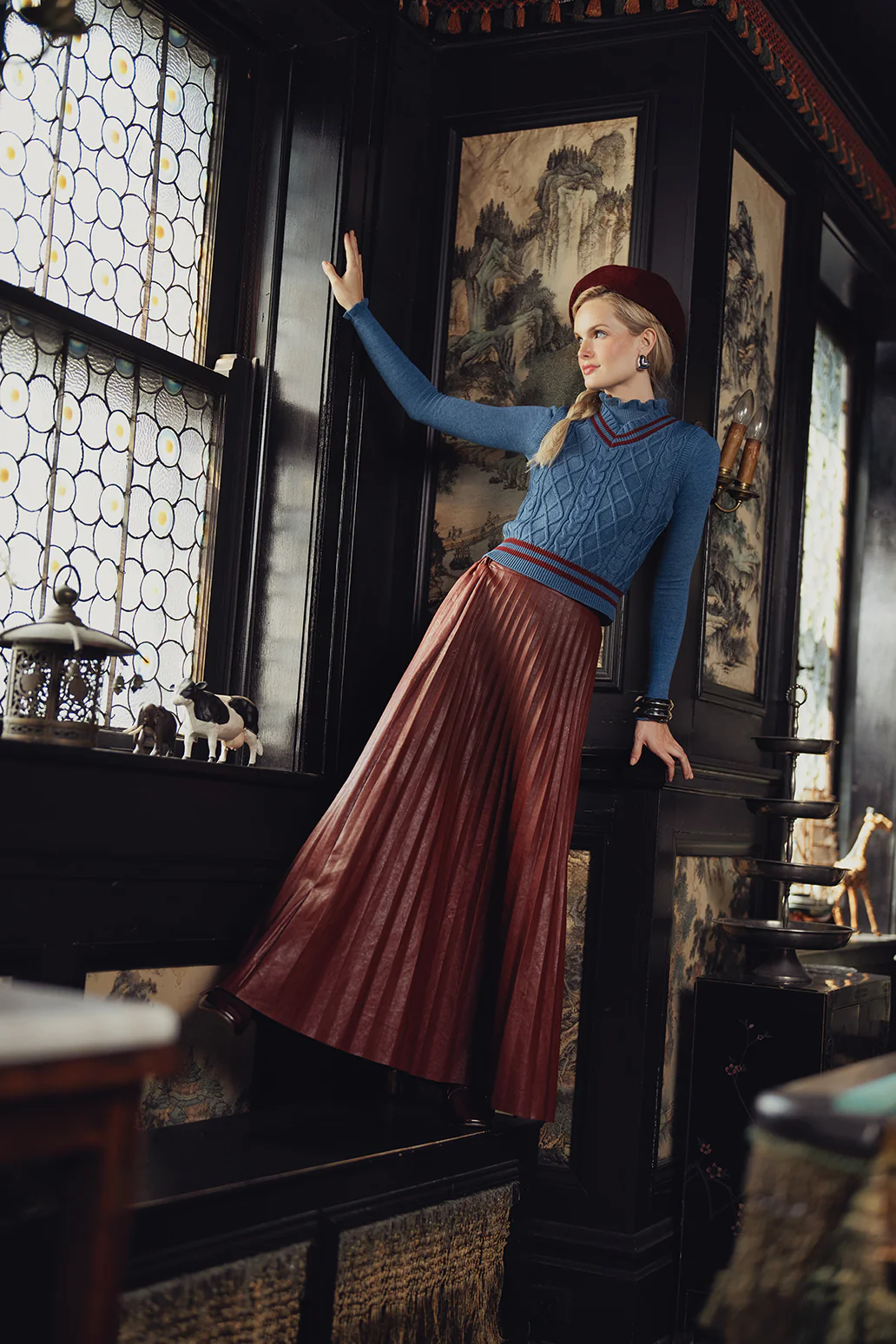 Maxi Leather Pleated Skirt - Image 12