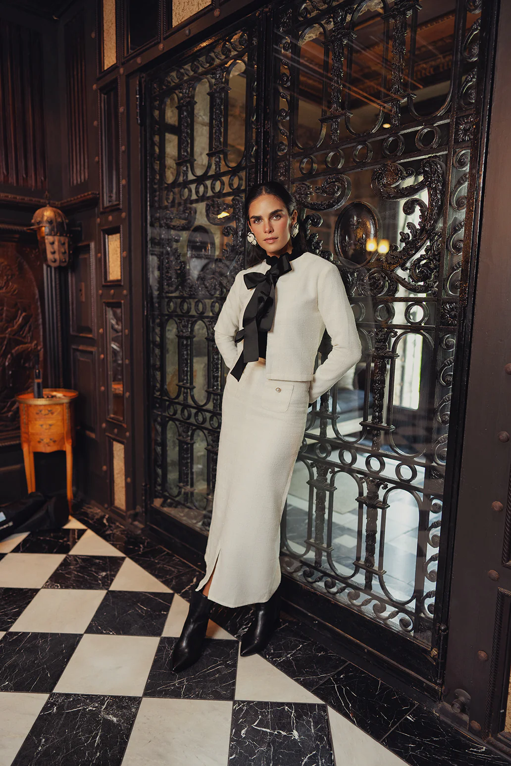 Tweed Skirt With Slit - Image 19