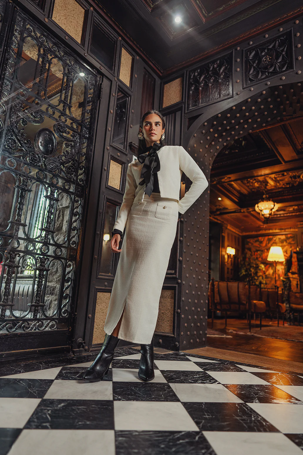 Tweed Skirt With Slit - Image 20