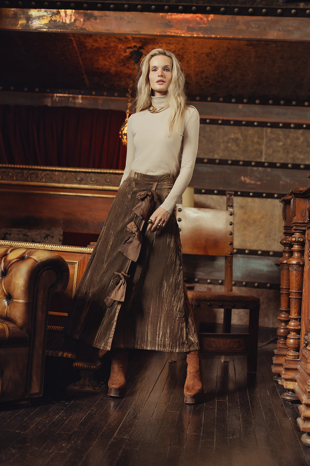 Velour Bow Skirt