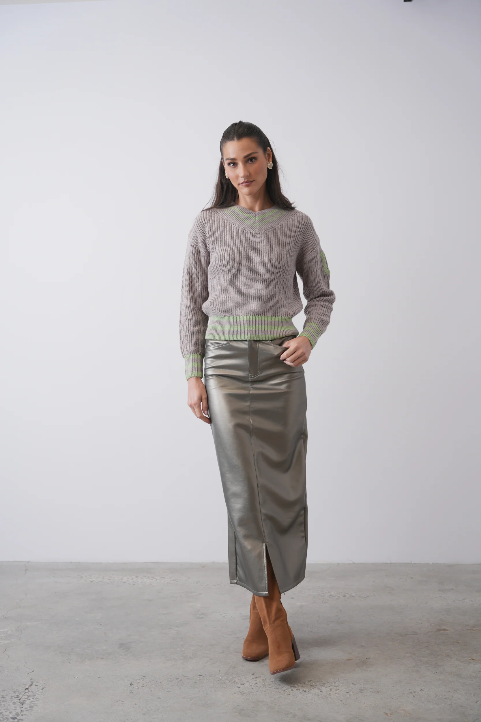 Leather Skirt With Slit - Image 3