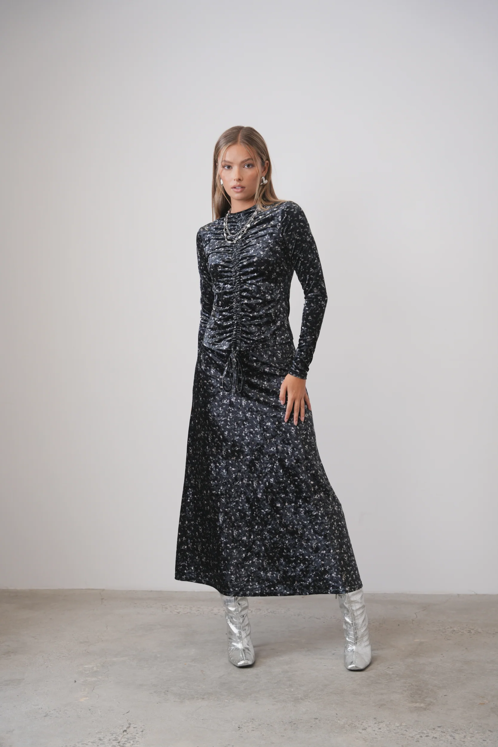 Velour Slip Skirt