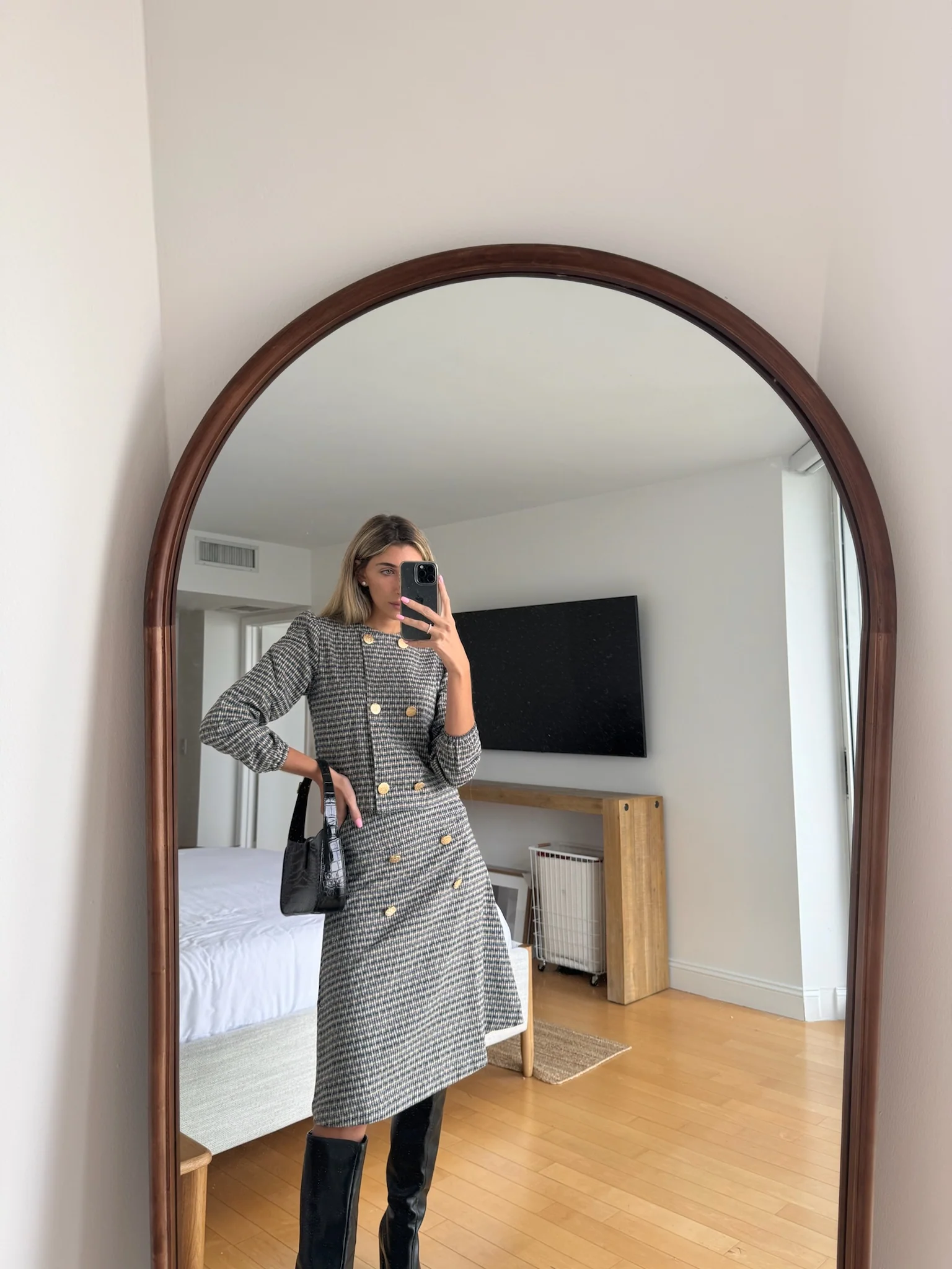 Tweed Plaid Skirt - Image 11