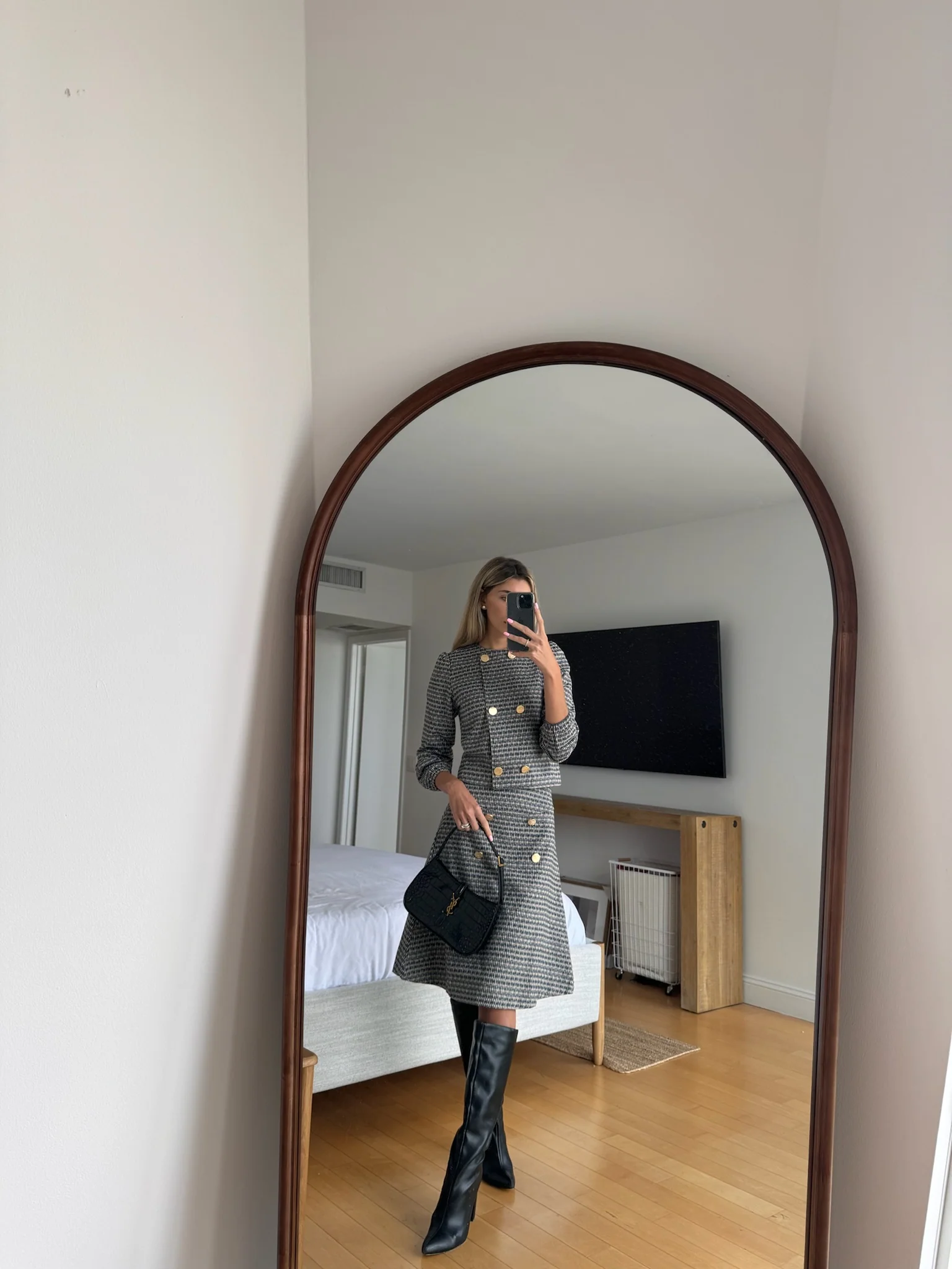 Tweed Plaid Skirt - Image 12