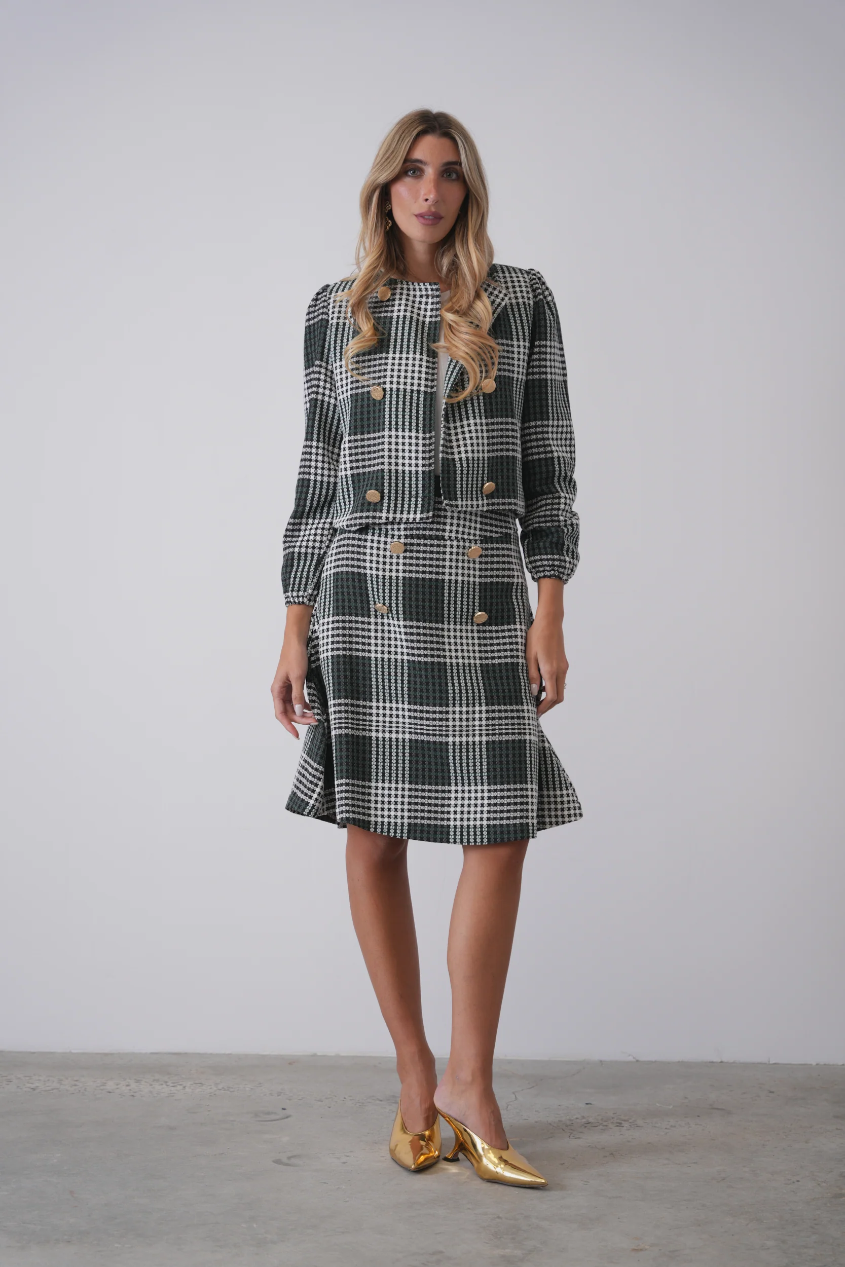 Tweed Plaid Skirt - Image 5