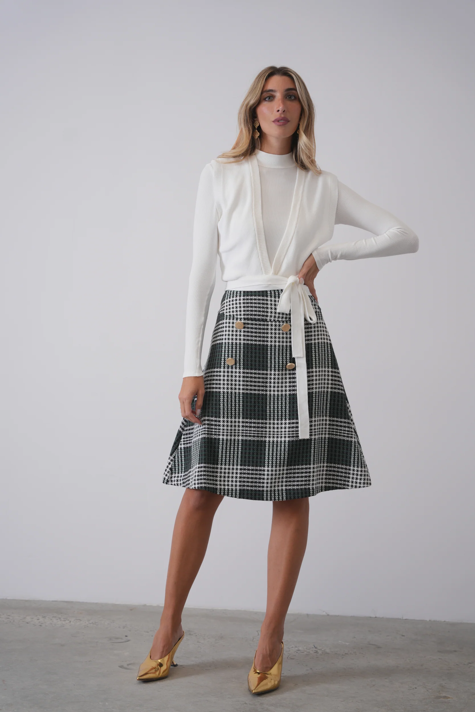 Tweed Plaid Skirt - Image 6