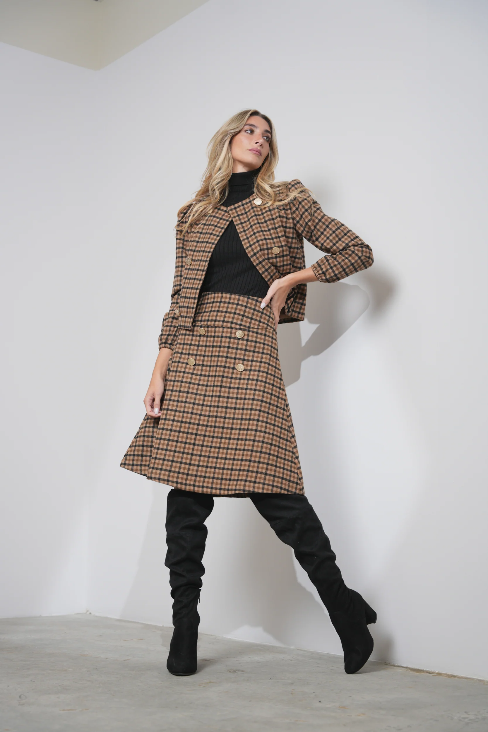 Tweed Plaid Skirt - Image 7