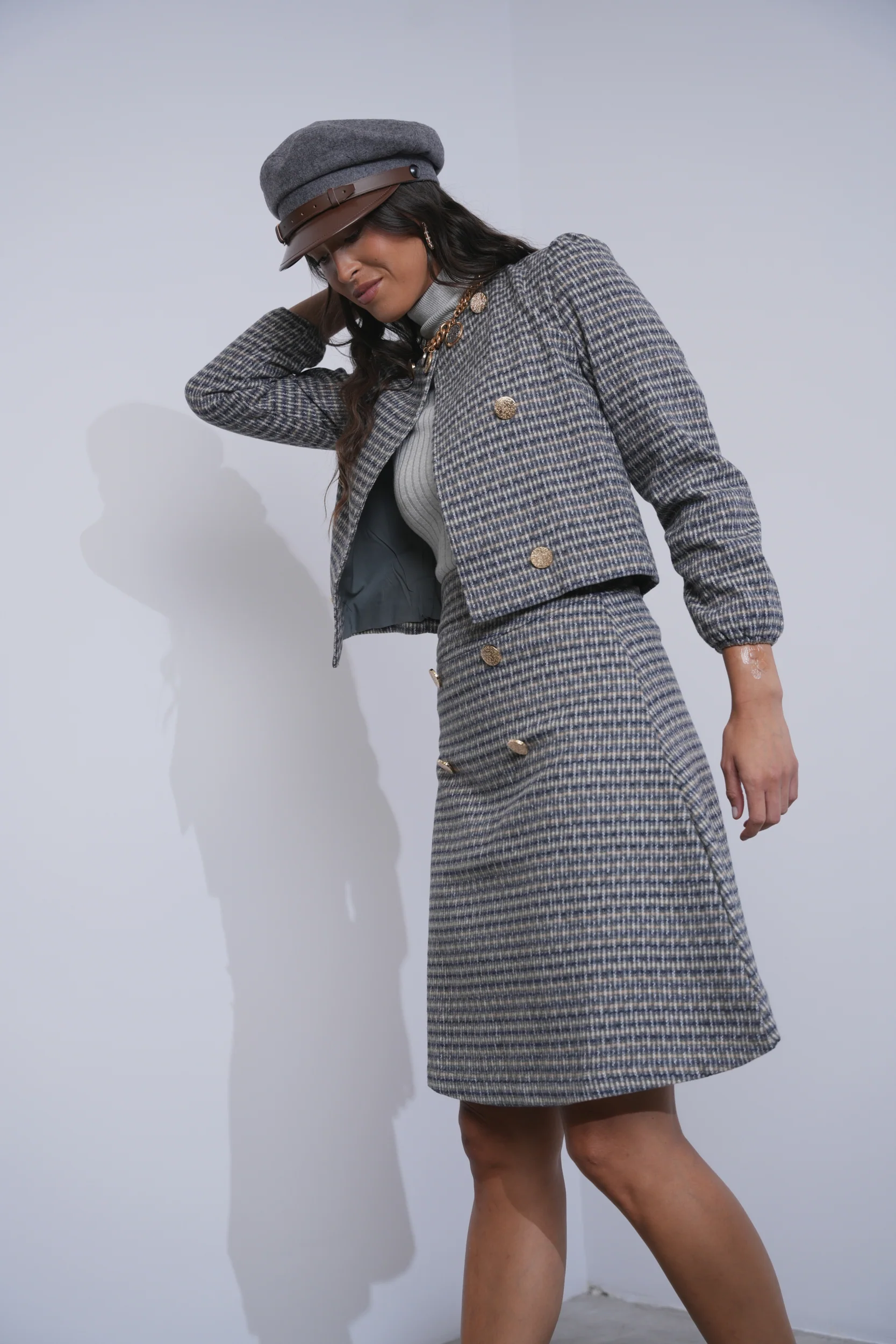 Tweed Plaid Skirt - Image 9