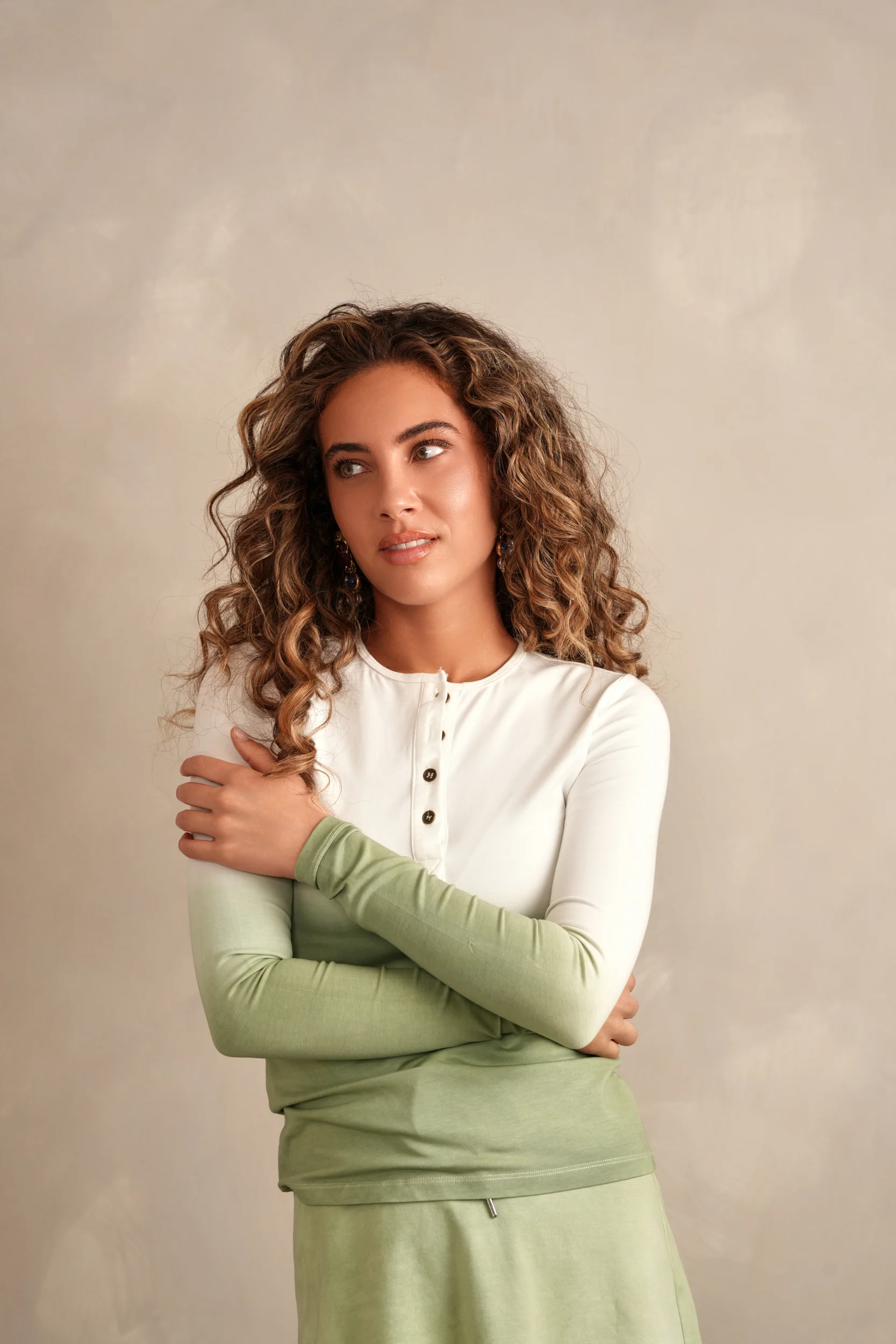 Dip Dye Henley Tee - Image 2