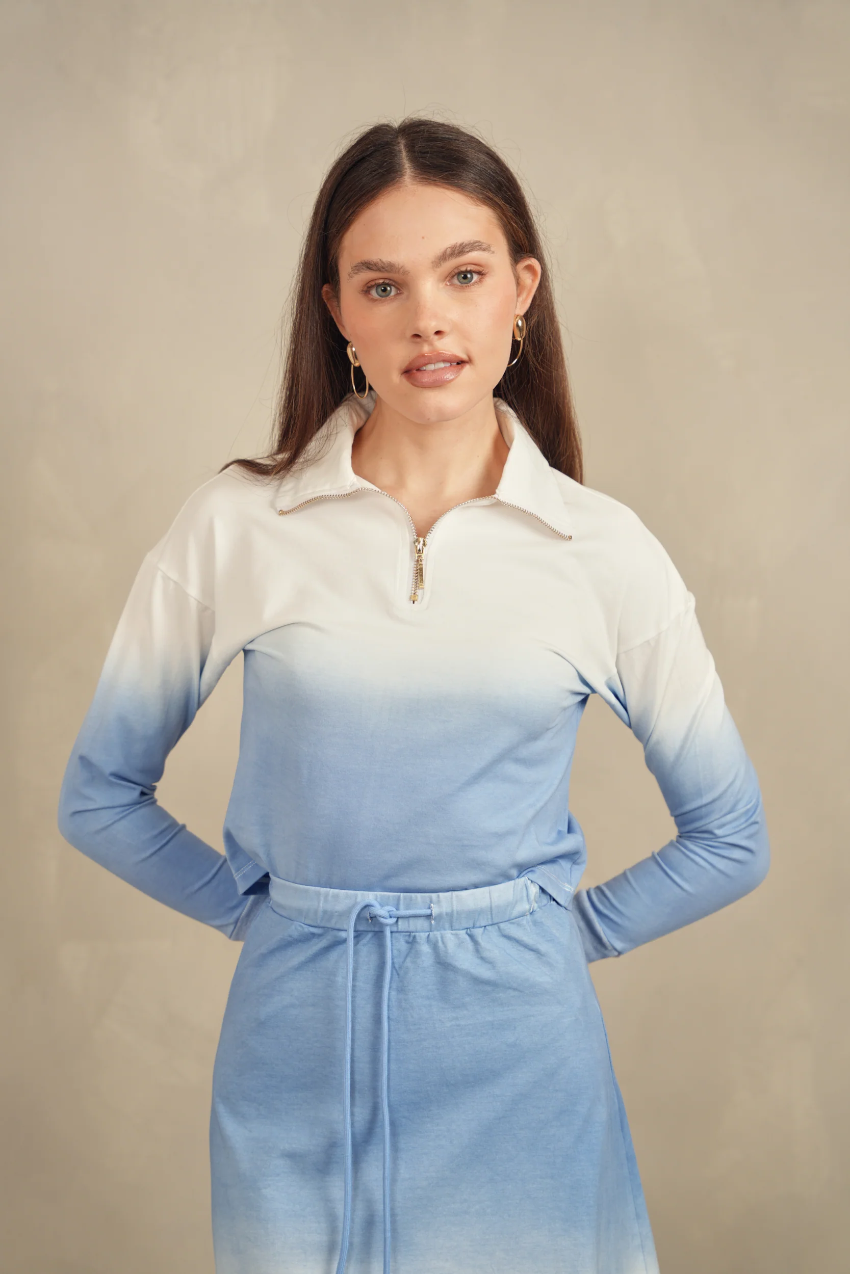 Dip Dye Zipper Top