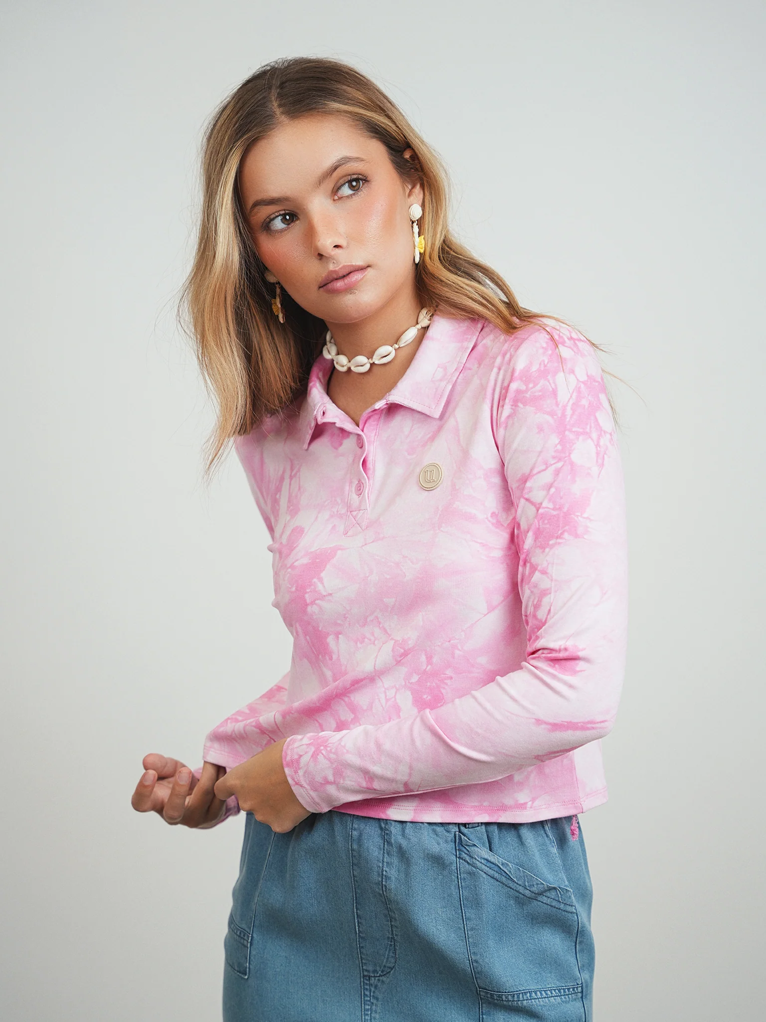 Tie Dye Polo Crop Tee - Image 6