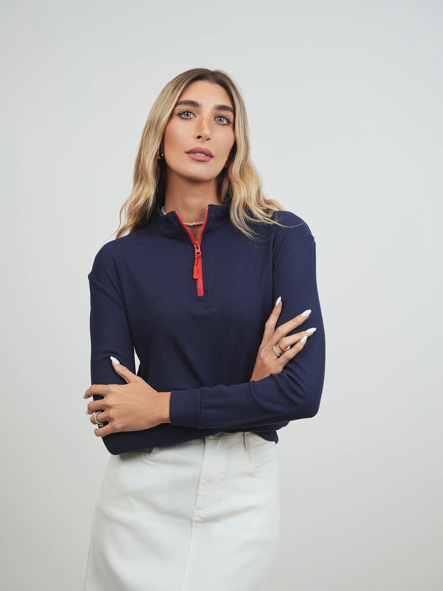 Rib Half Zip Tee