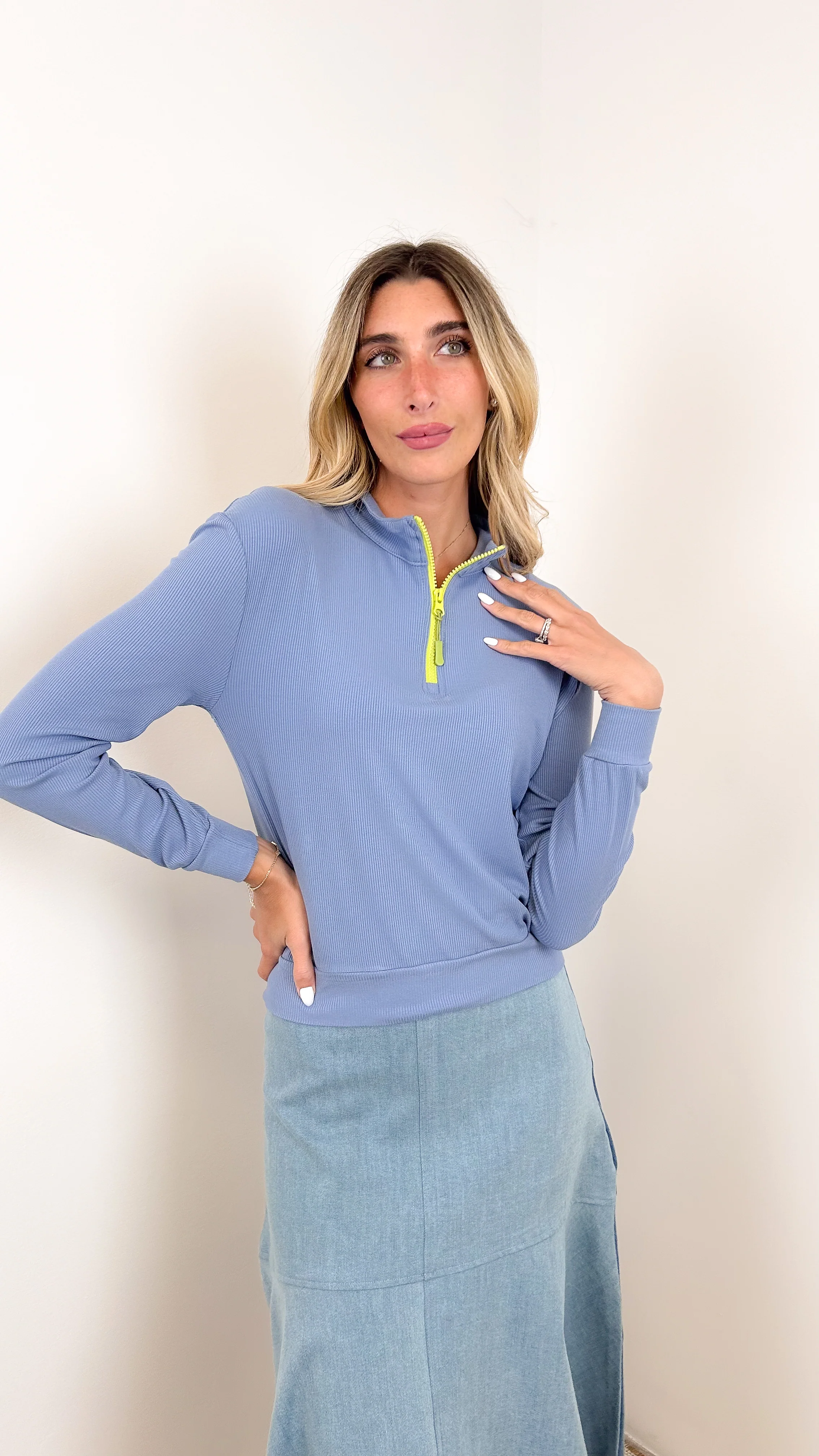 Rib Half Zip Tee - Image 5