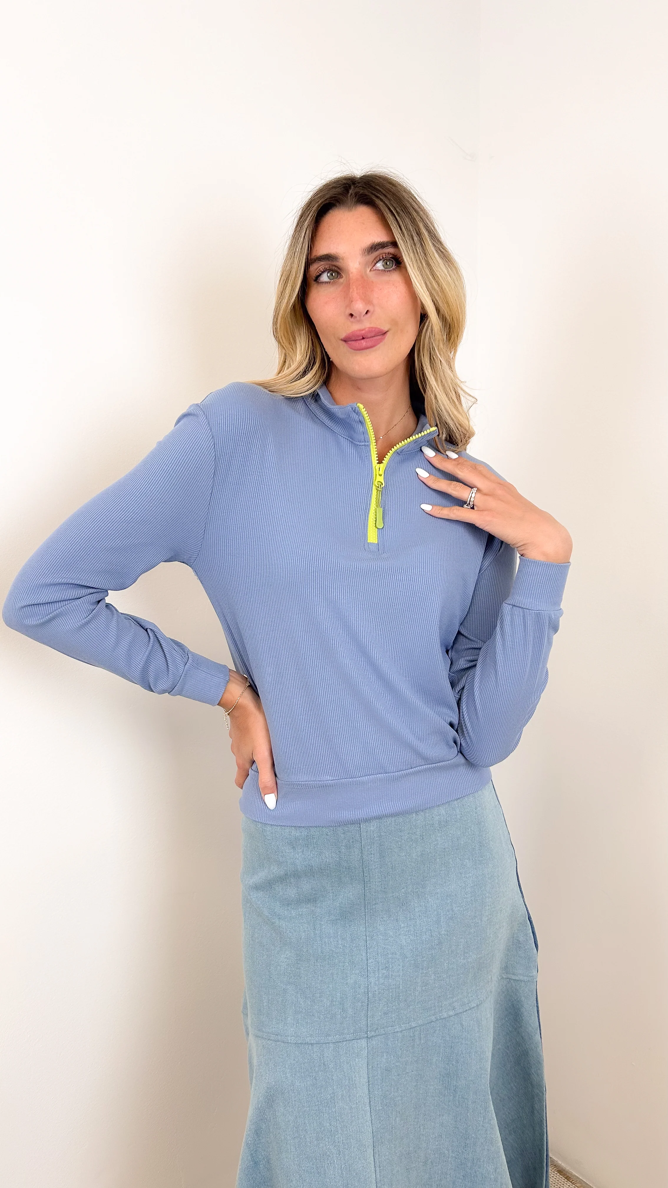 Rib Half Zip Tee - Image 6
