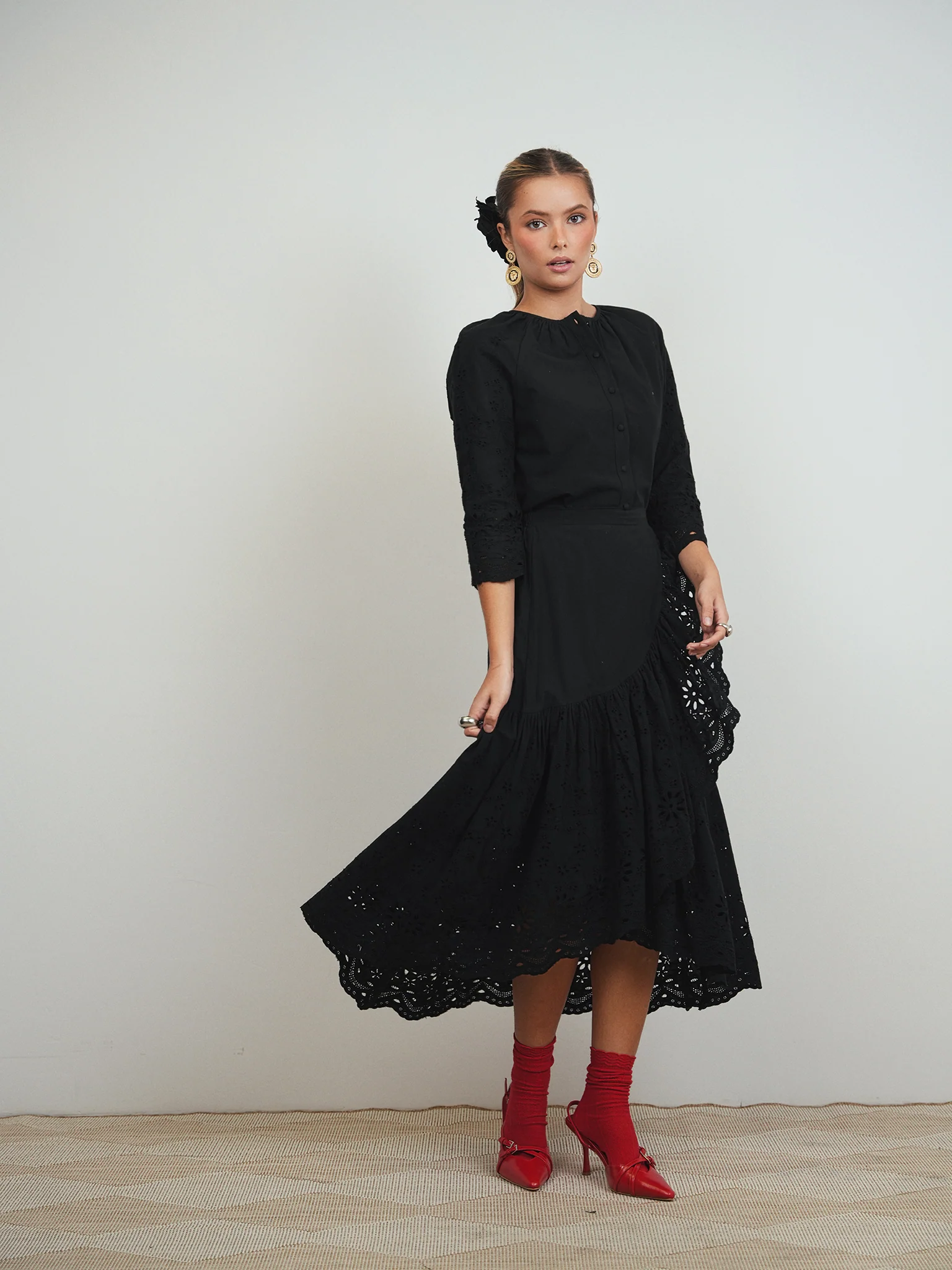 Eyelet Mock Wrap Skirt - Image 4