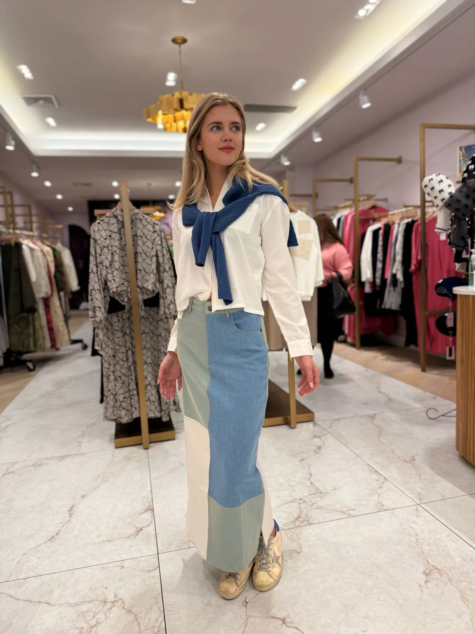 Colorblock Denim Skirt - Image 3