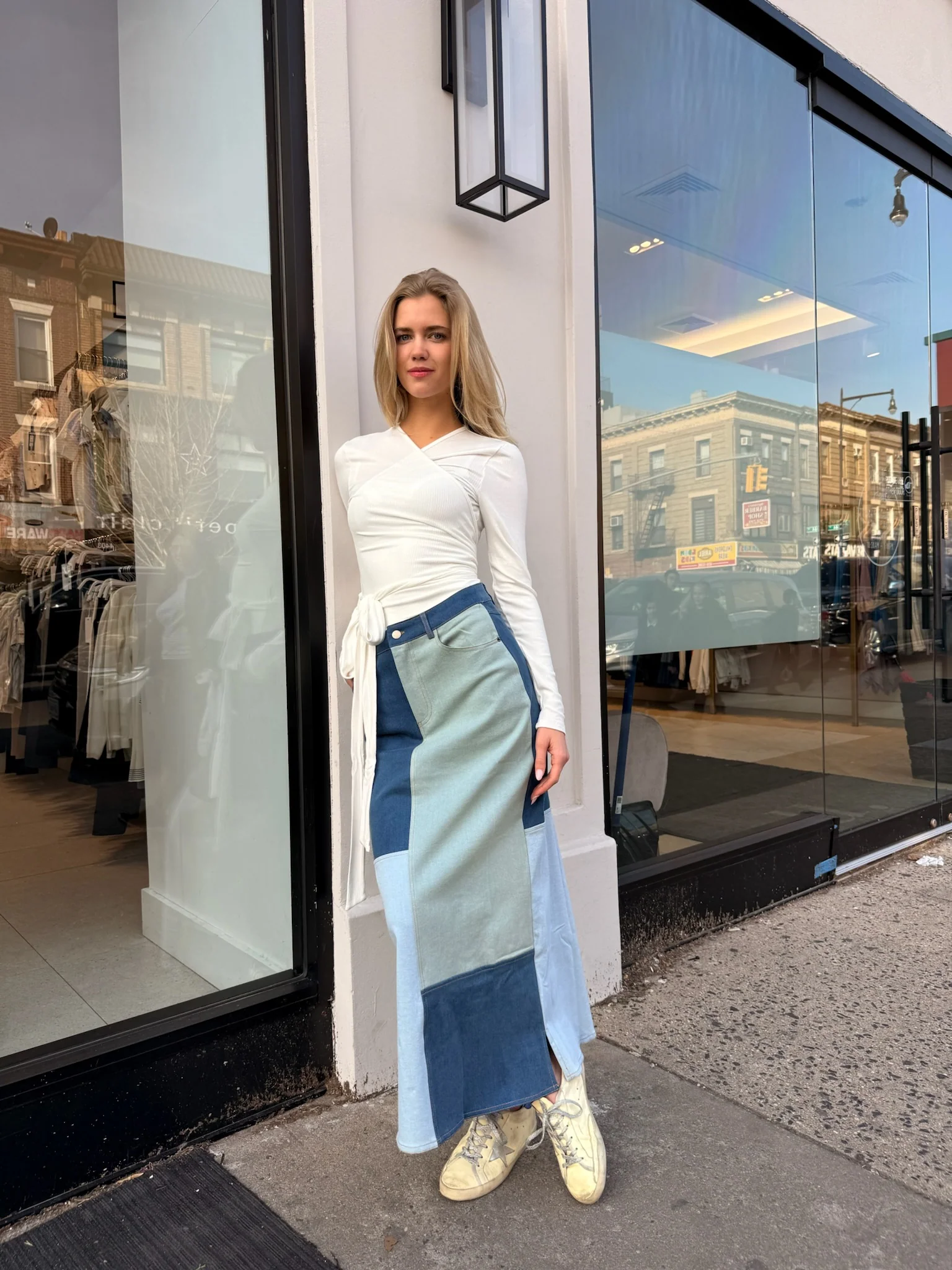 Colorblock Denim Skirt - Image 6